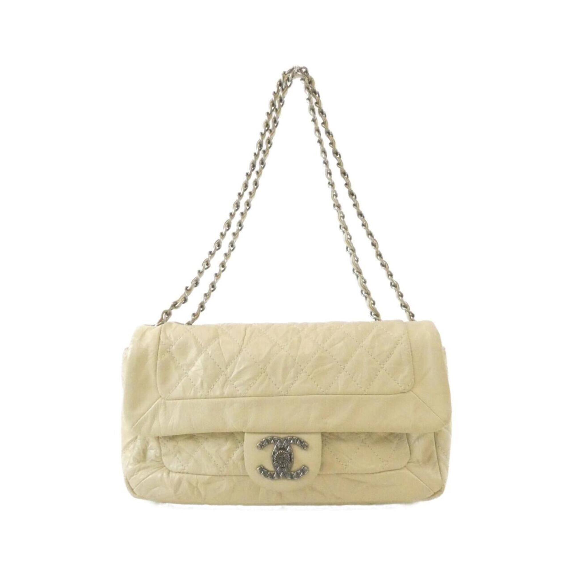 Chanel Light Beige Leather Shoulder Bag (Pre-Owned)