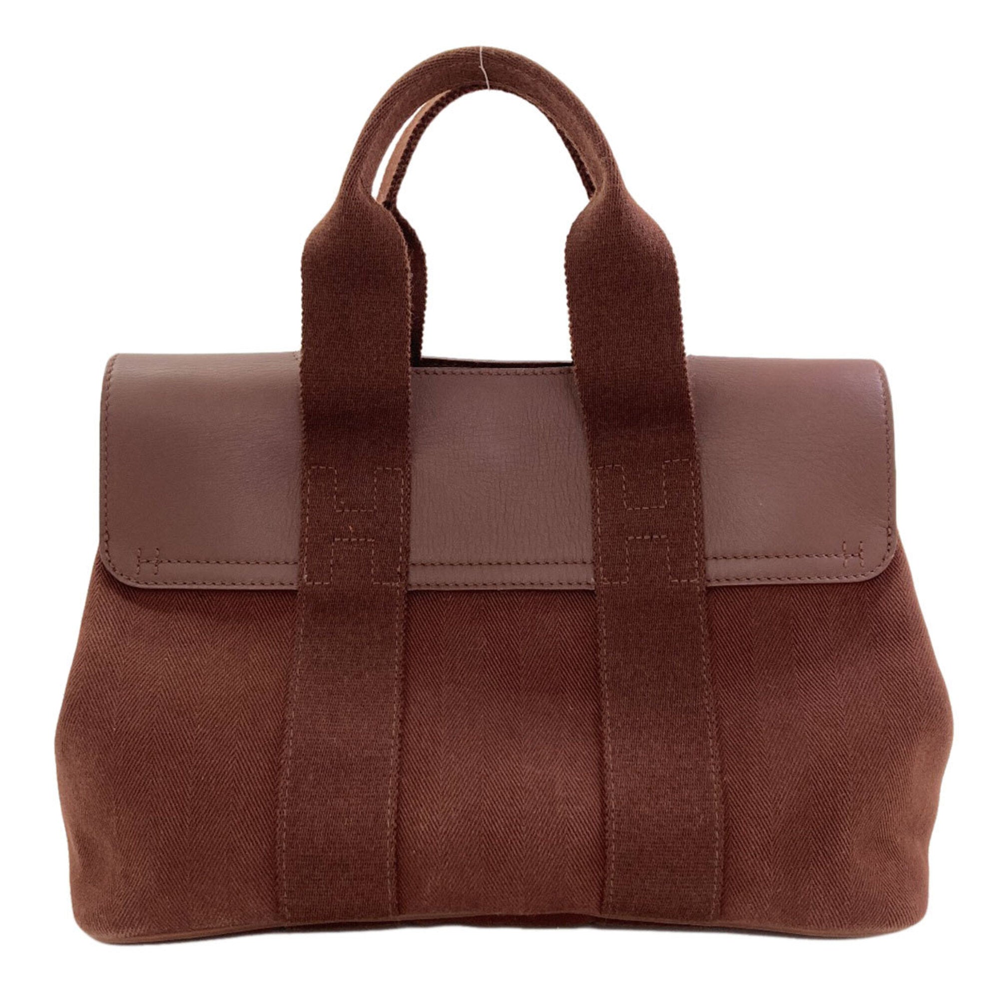 Hermes Dark Brown Canvas Handbag (Pre-Owned)