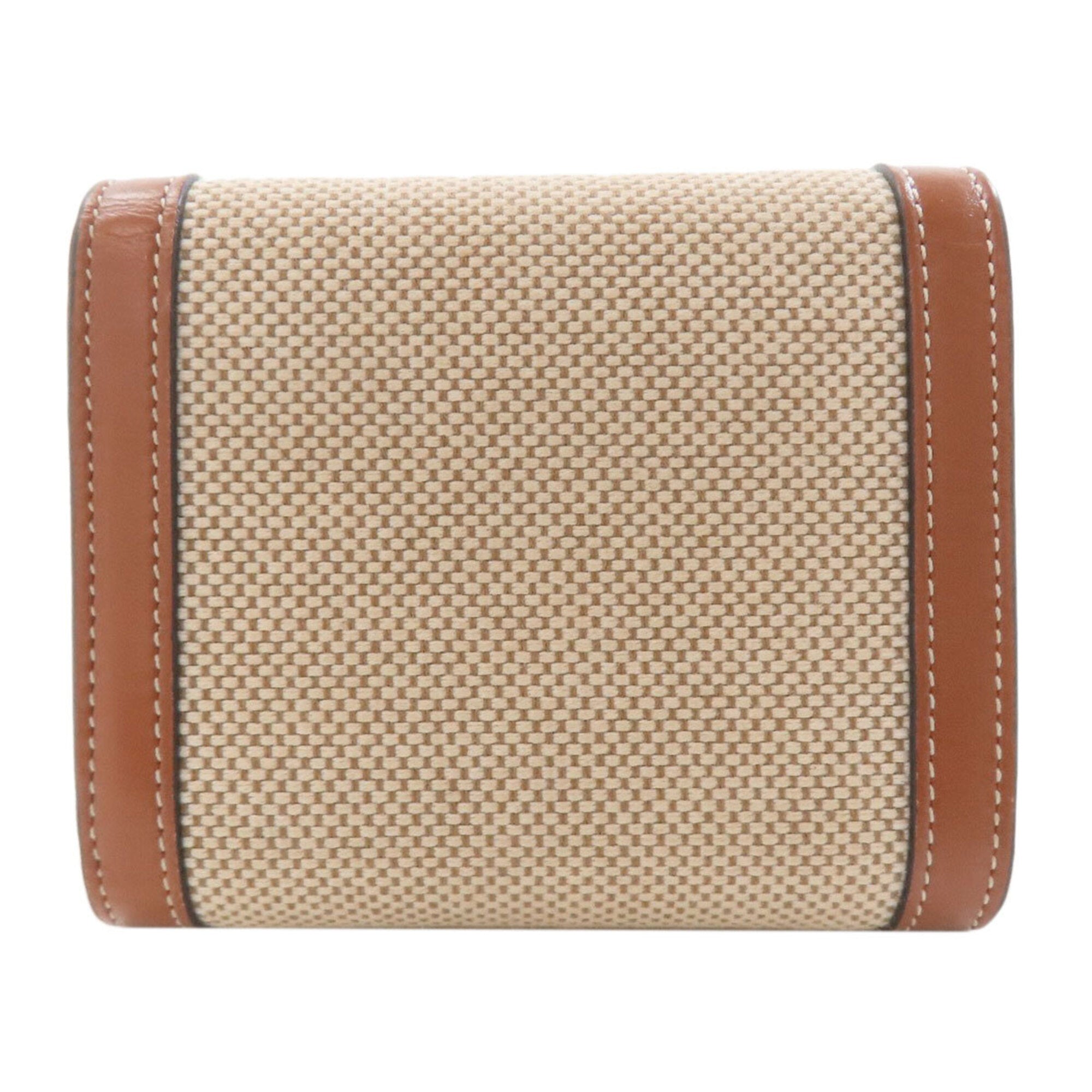 Celine Brown Canvas Leather Wallet (Tri-Fold) (Pre-Owned)