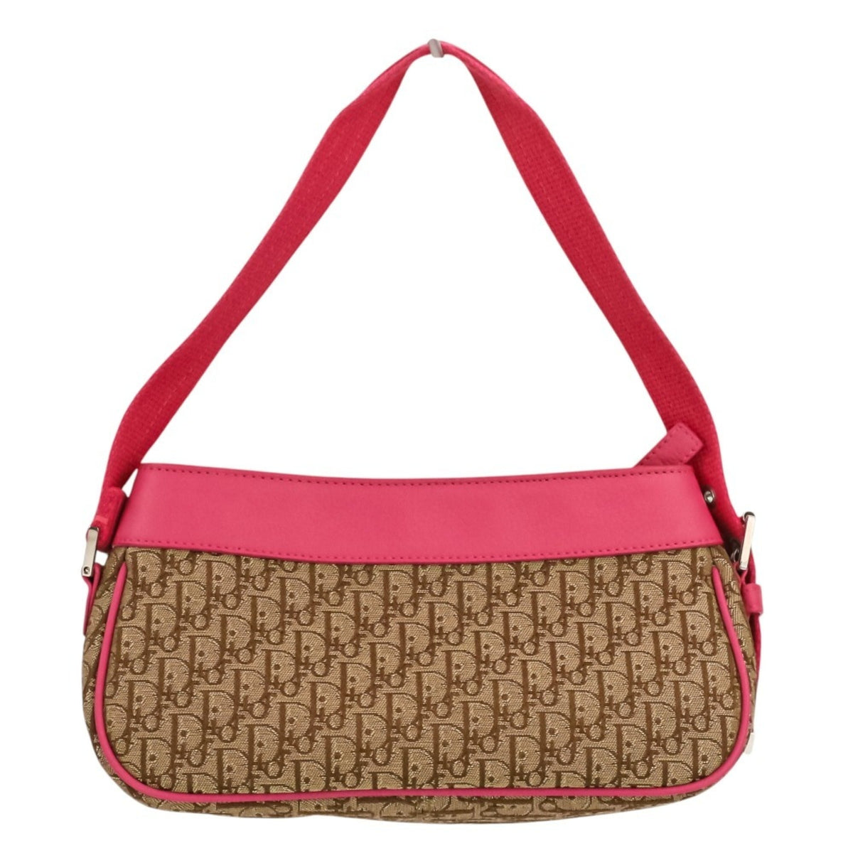 Christian Dior Beige Pink Canvas Leather Handbag (Pre-Owned)