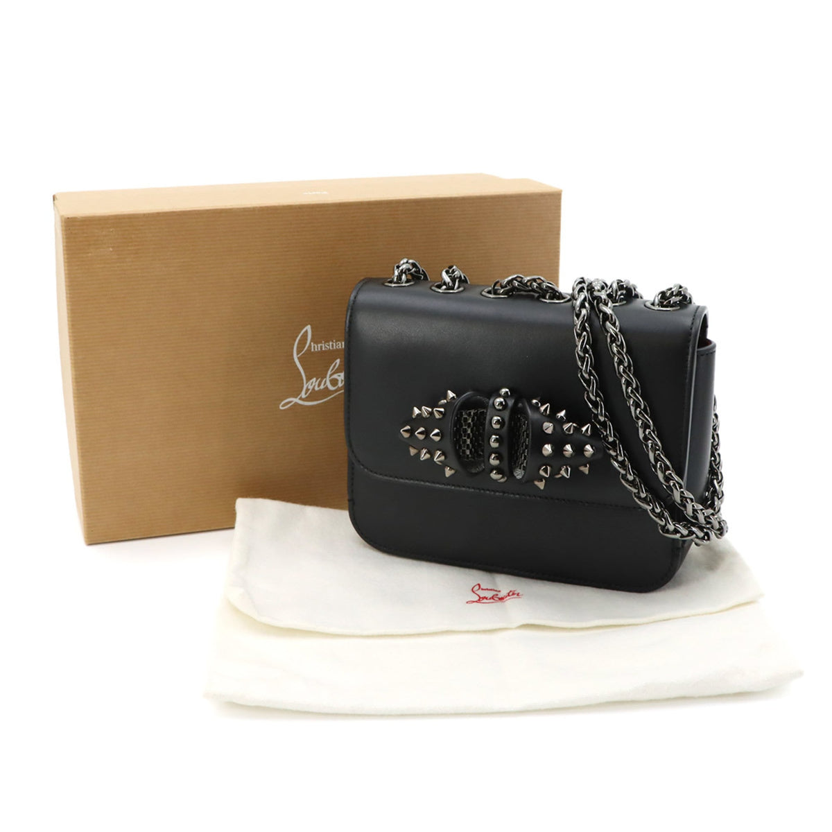 Christian Louboutin Black Leather Handbag Shoulder Bag (Pre-Owned)