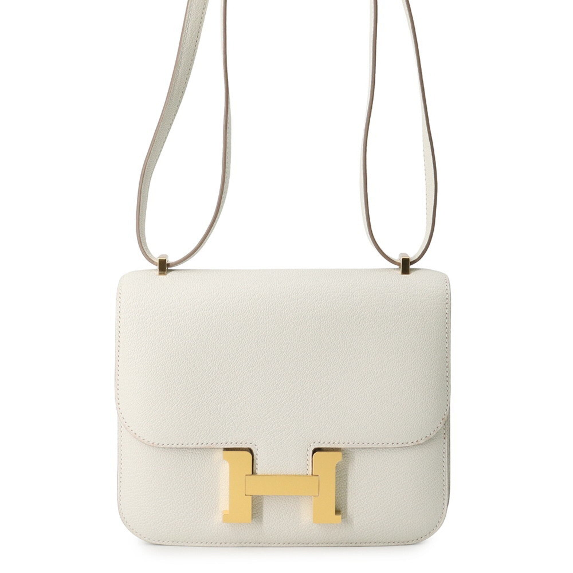 Hermes Ivory Chevre Myzore Leather Handbag (Pre-Owned)
