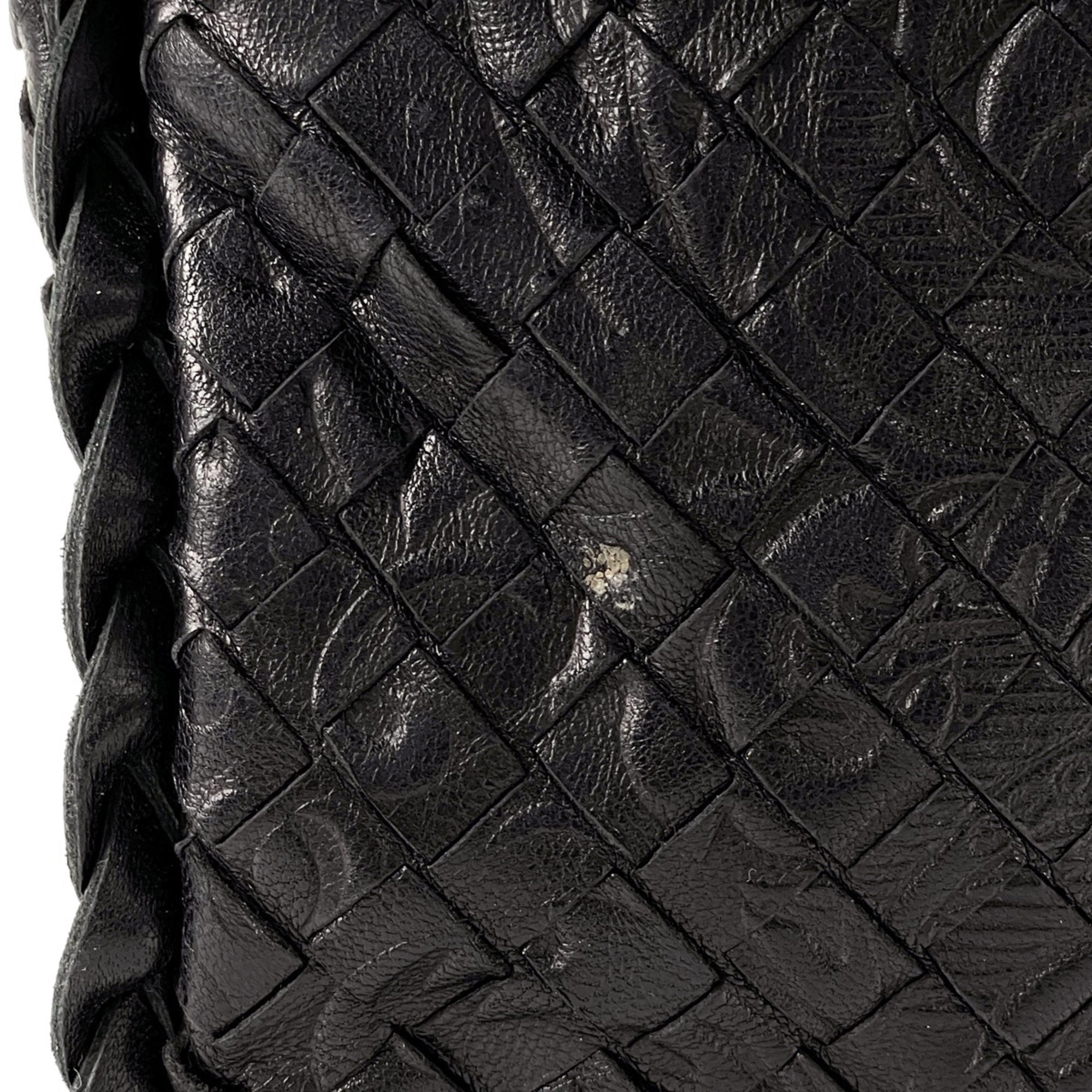 Bottega Veneta Black Leather Handbag Shoulder Bag (Pre-Owned)
