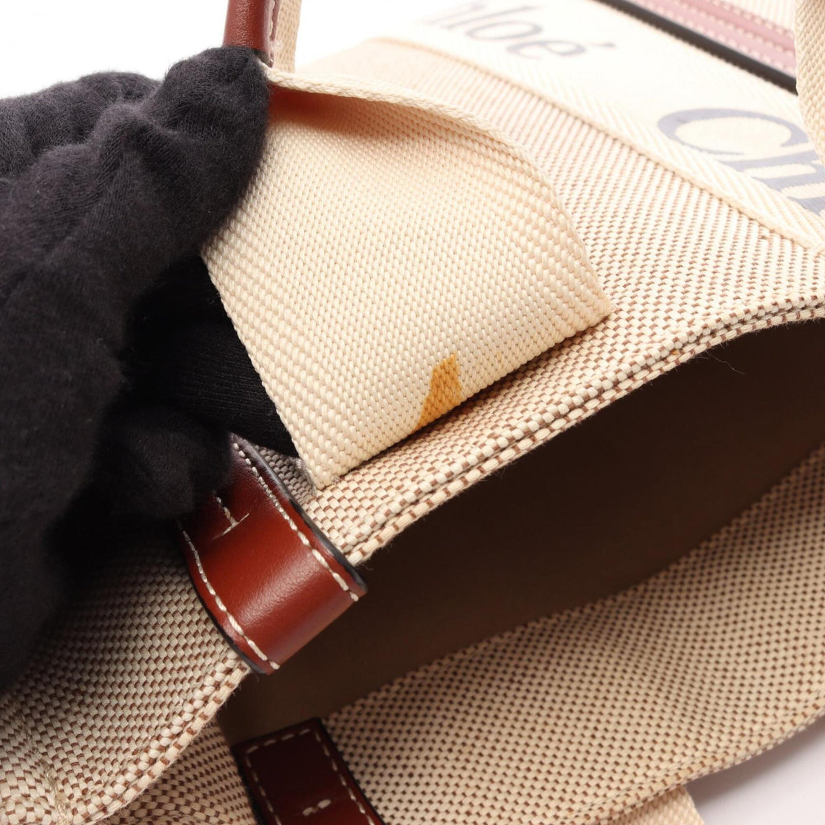 Chloé Beige Brown Canvas Leather Handbag Tote Bag (Pre-Owned)