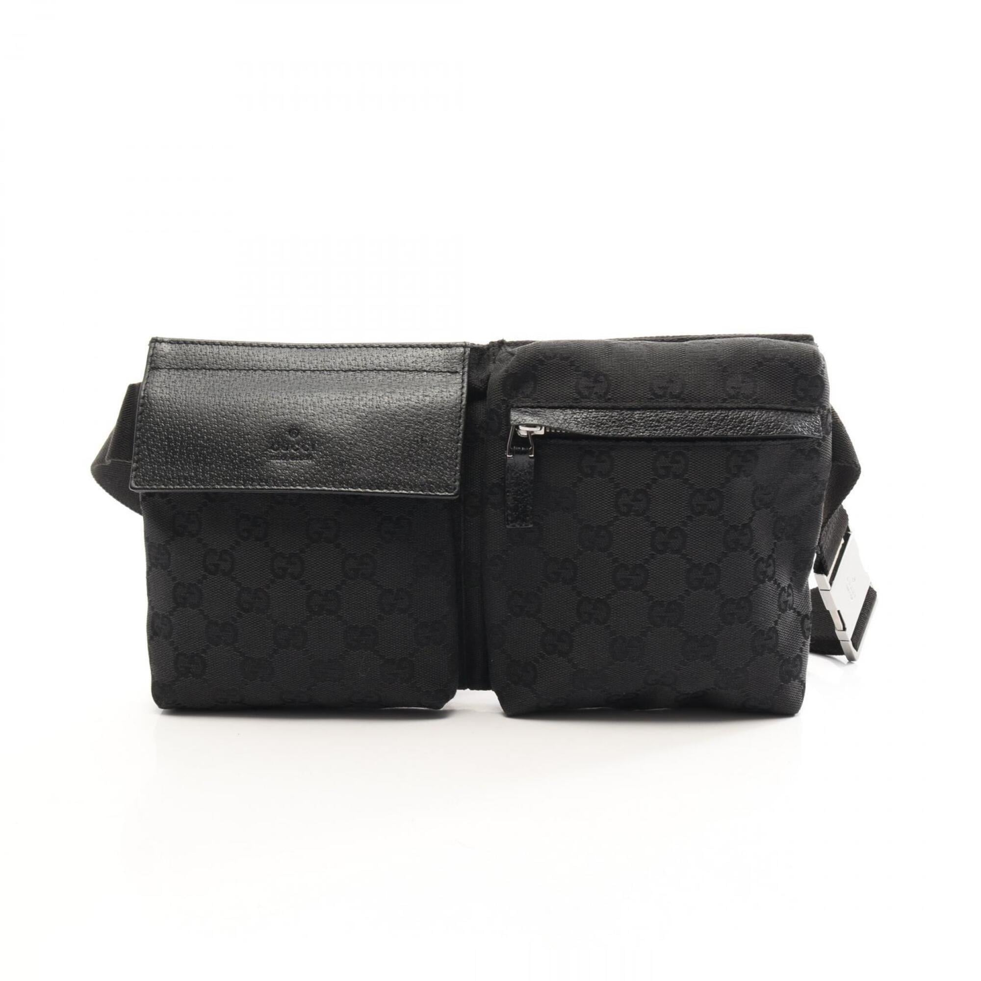 Gucci Black Canvas Leather Fanny Pack Handbag (Pre-Owned)