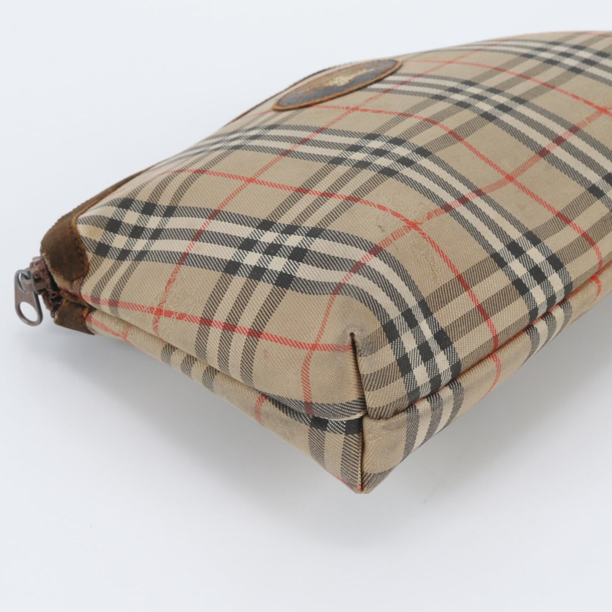 Burberry Brown Leather Canvas Clutch Bag Pouch (Pre-Owned)