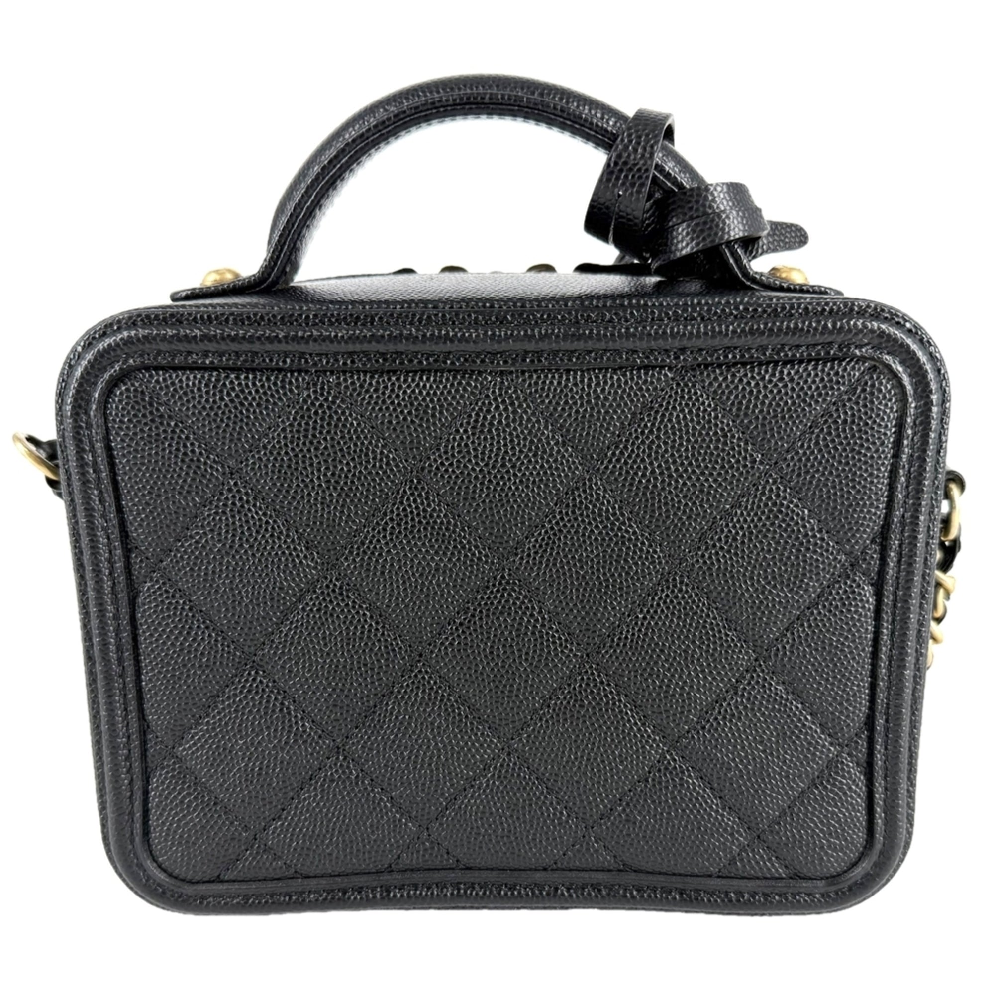 Chanel Matelasse Black Grained Calfskin Handbag Shoulder Bag Vanity Bag (Pre-Owned)