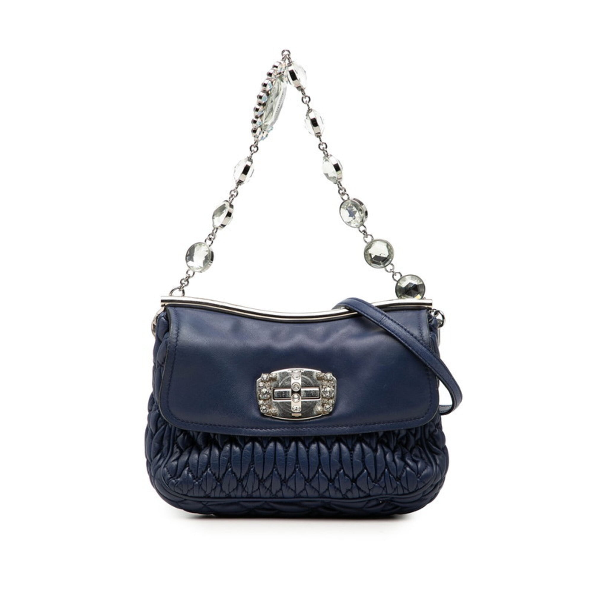 Miu Miu Blue Leather Handbag Shoulder Bag (Pre-Owned)