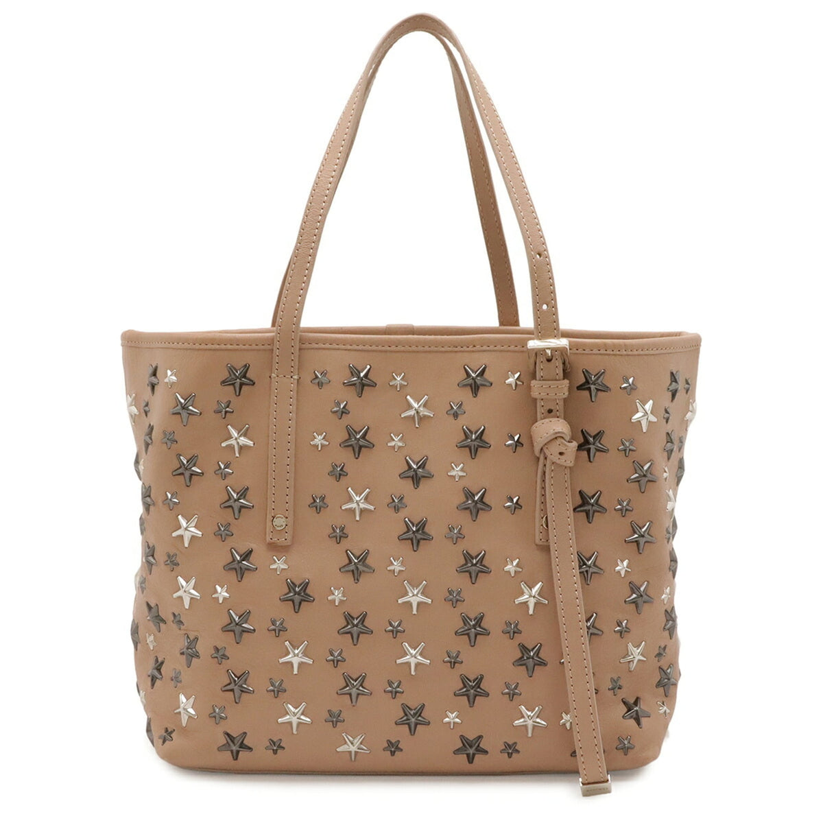 Jimmy Choo Pink Beige Leather Shoulder Bag Tote Bag (Pre-Owned)