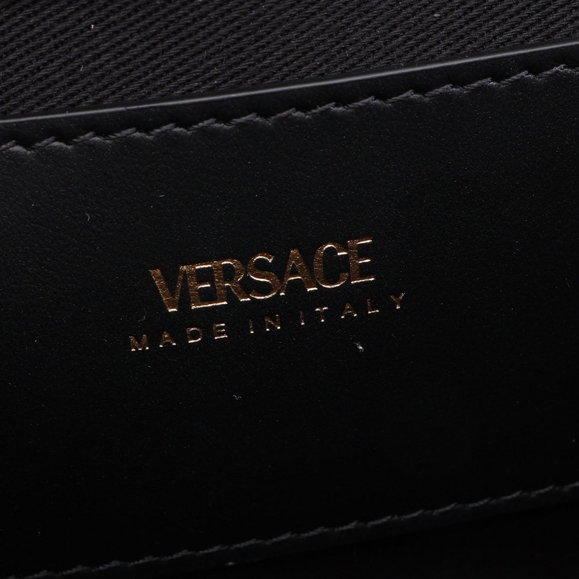 Versace Black Leather Handbag Shoulder Bag (Pre-Owned)