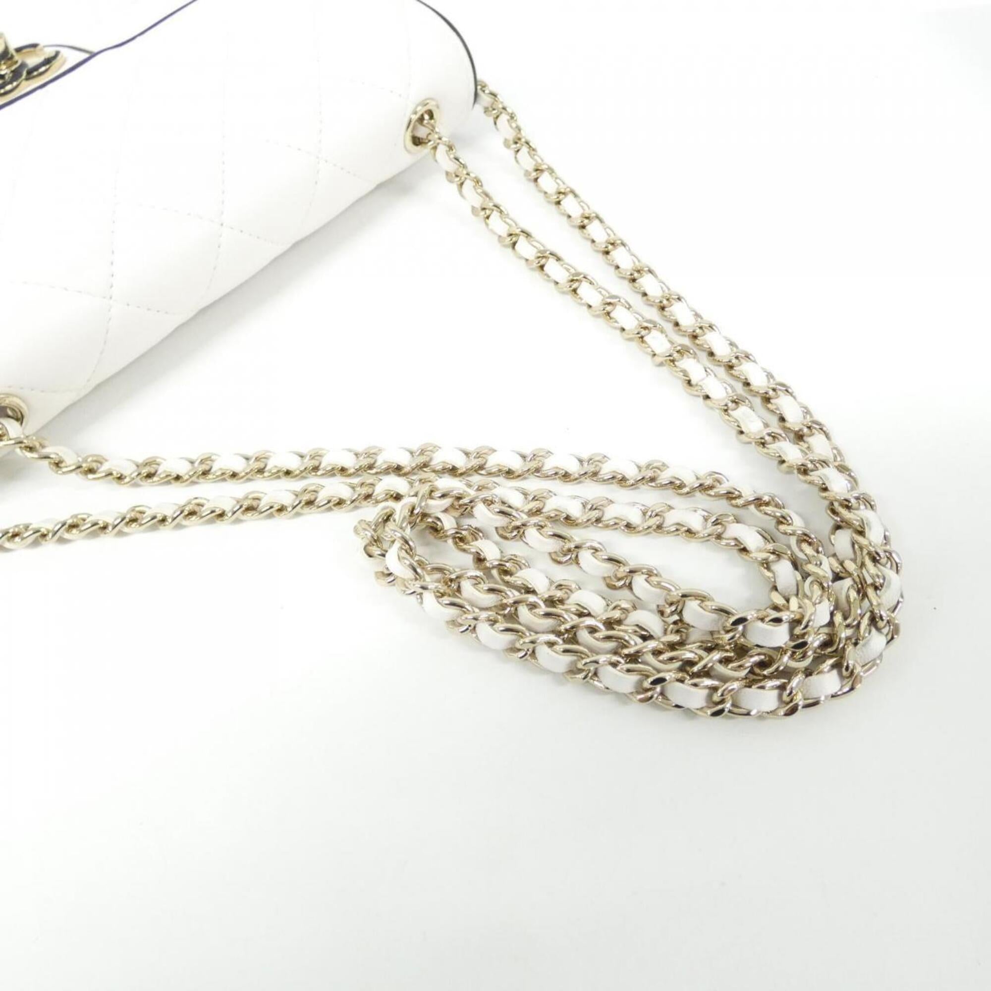 Chanel Black White Leather Chain/Shoulder Wallet (Pre-Owned)