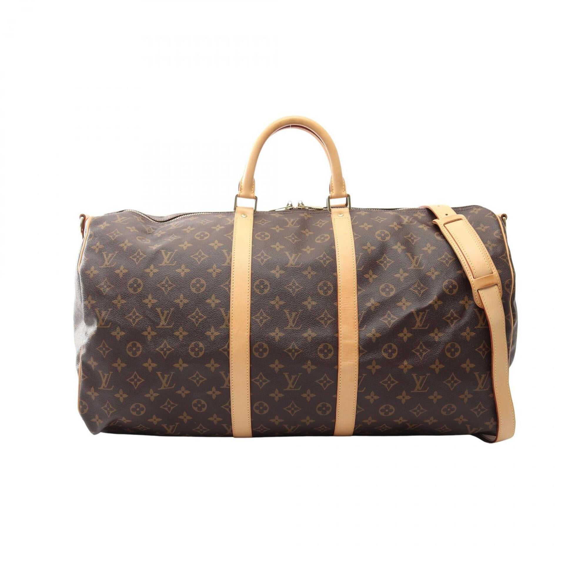 Louis Vuitton Brown Monogram Coated Canvas Leather Boston Bag Handbag (Pre-Owned)