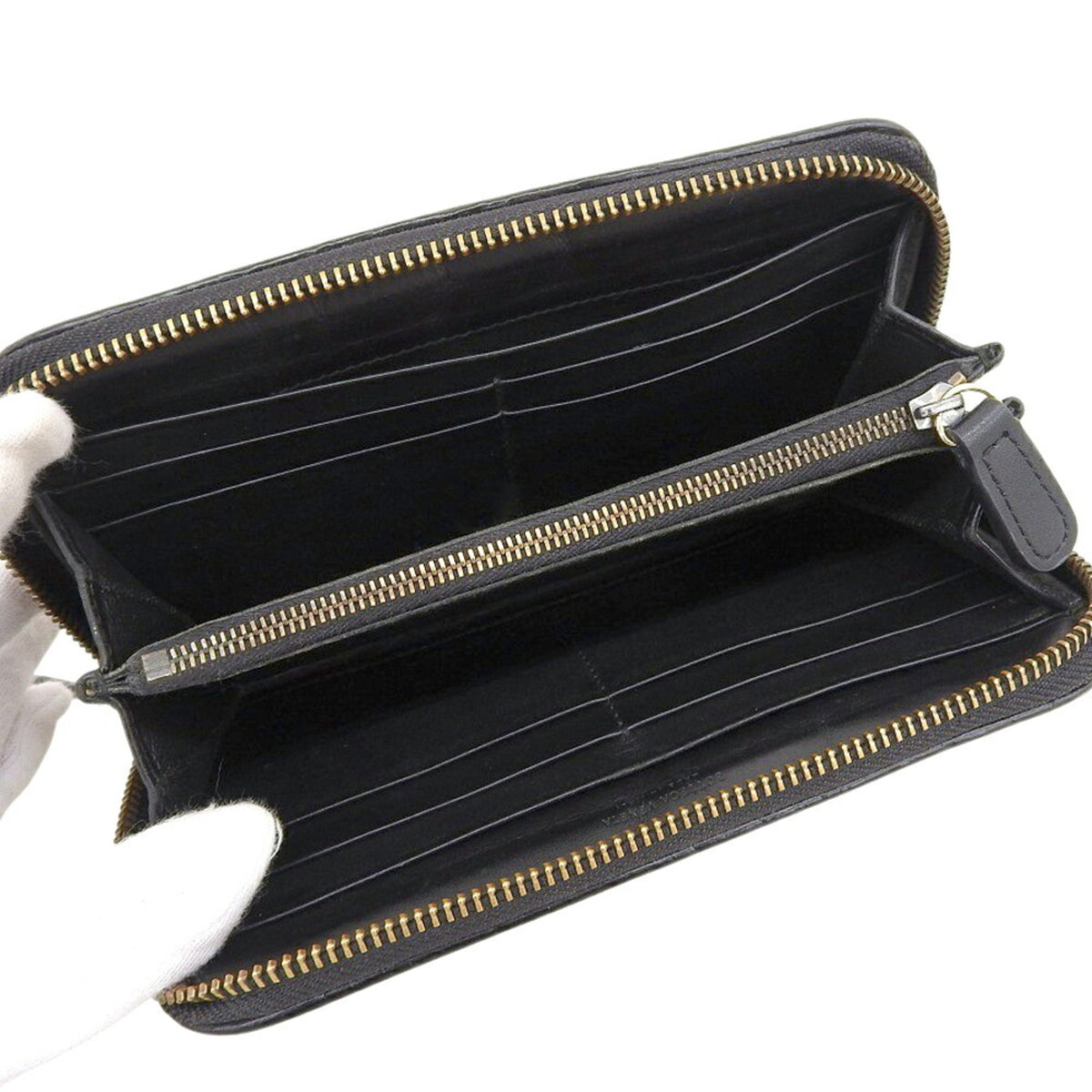 Bottega Veneta Black Intrecciato Long Wallet (Bi-Fold) (Pre-Owned)