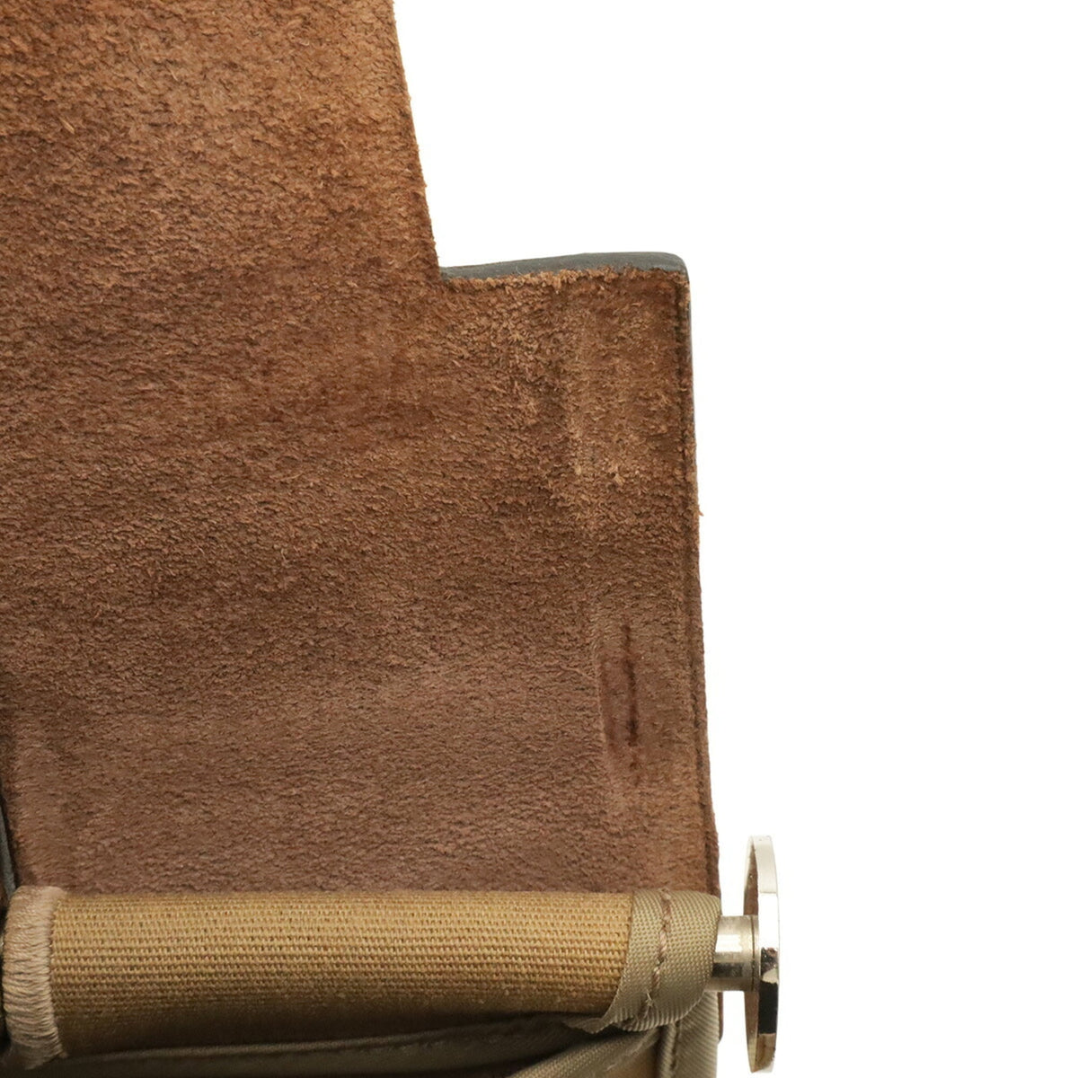 Hermes Beige Dark Brown Khaki Toile Officier Handbag Pouch Shoulder Bag (Pre-Owned)