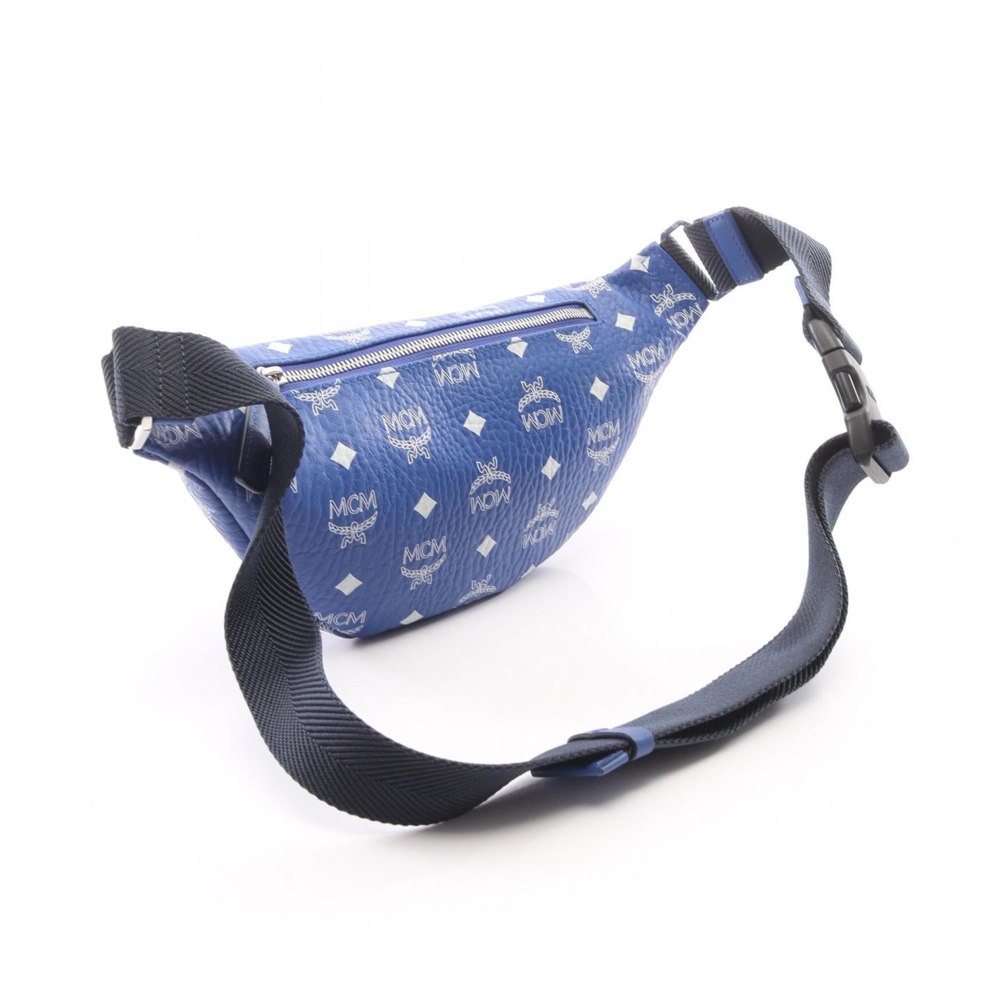 Mcm Blue Coated Canvas Leather Fanny Pack (Pre-Owned)