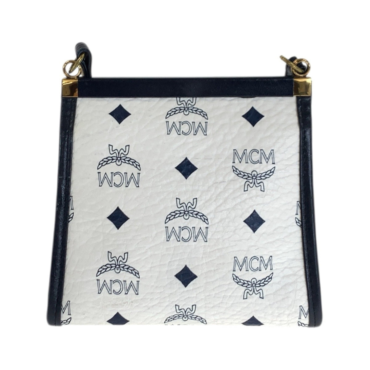 Mcm Navy White Leather Pochette Shoulder Bag (Pre-Owned)