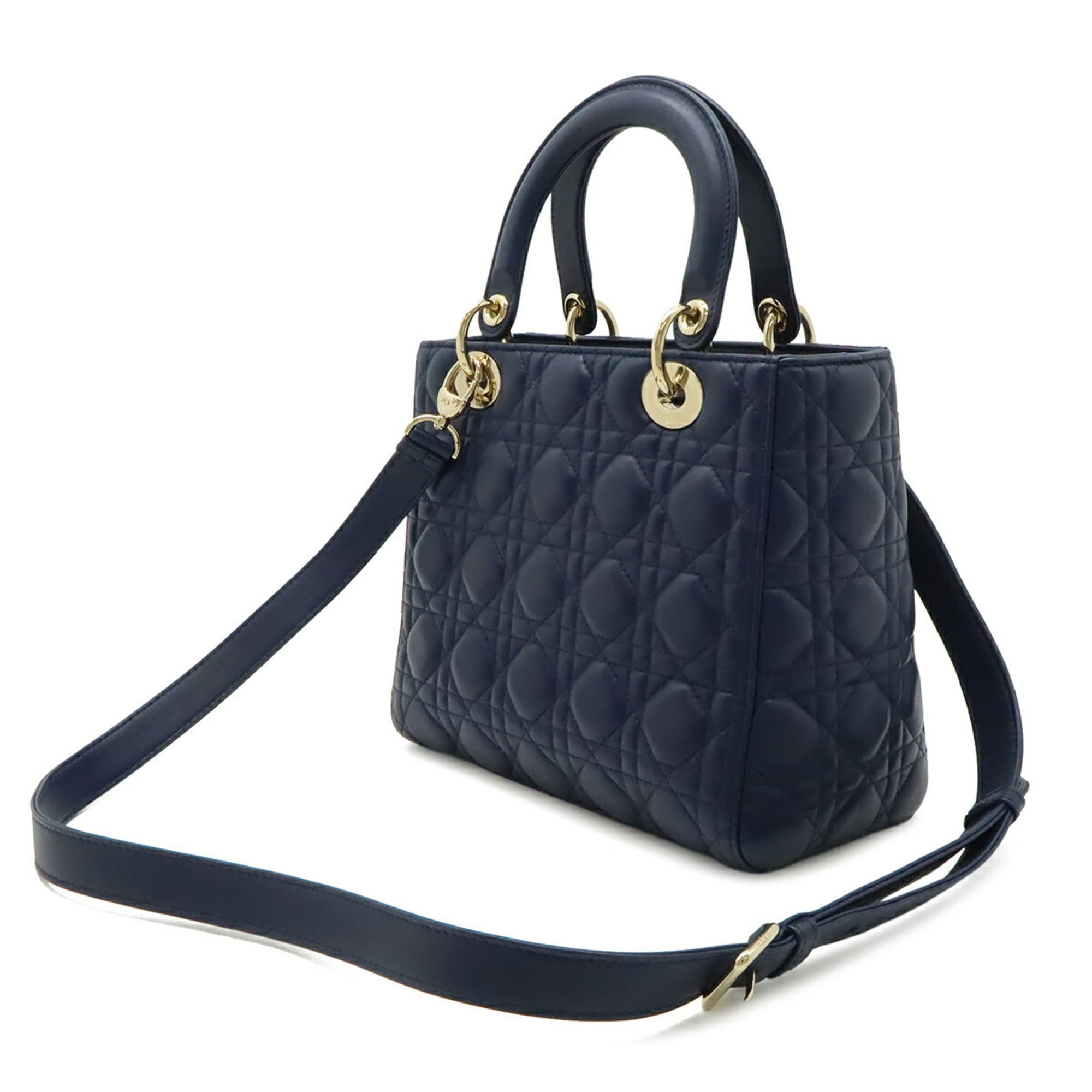Christian Dior Navy Leather Handbag Shoulder Bag (Pre-Owned)