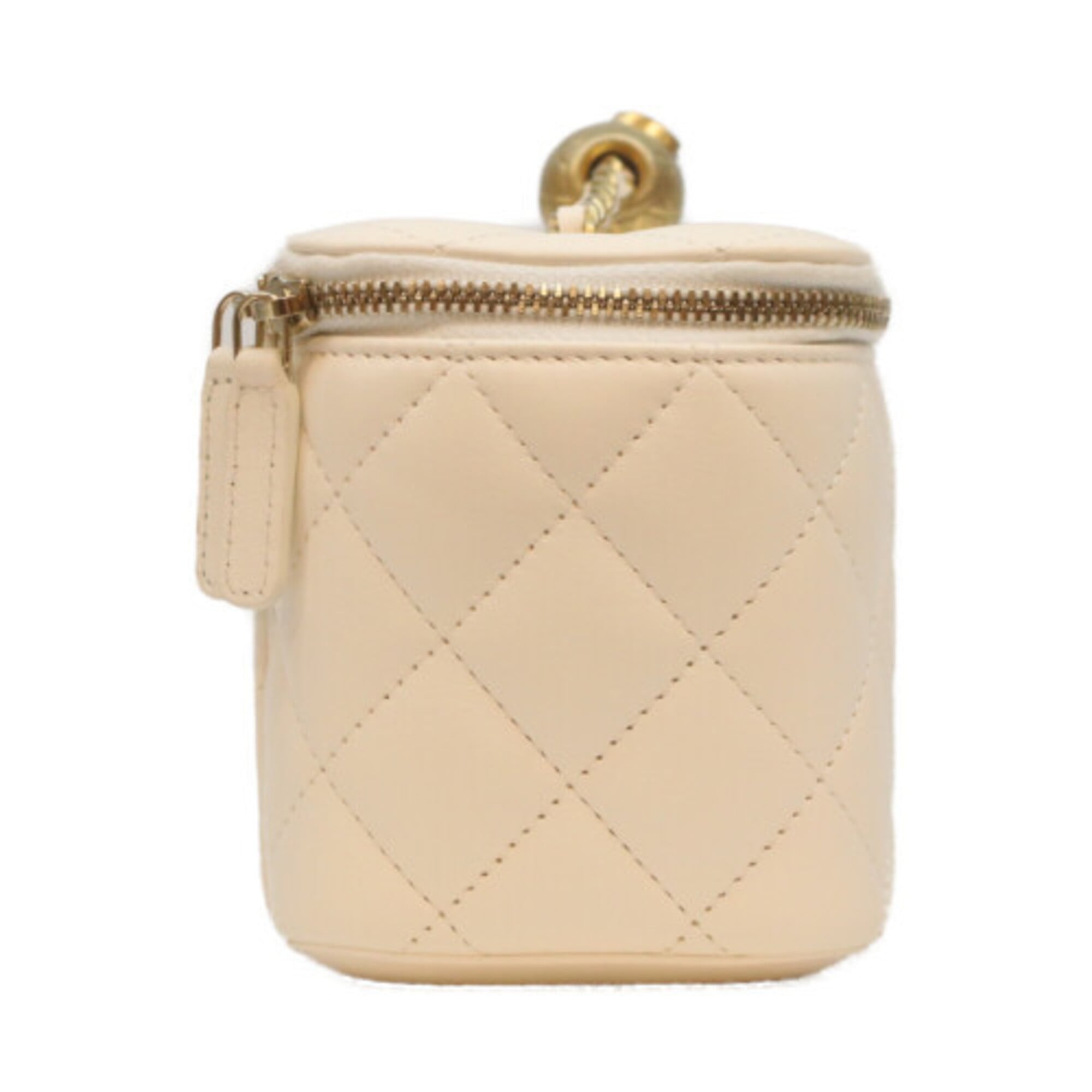 Chanel White Leather Shoulder Bag Vanity Bag (Pre-Owned)