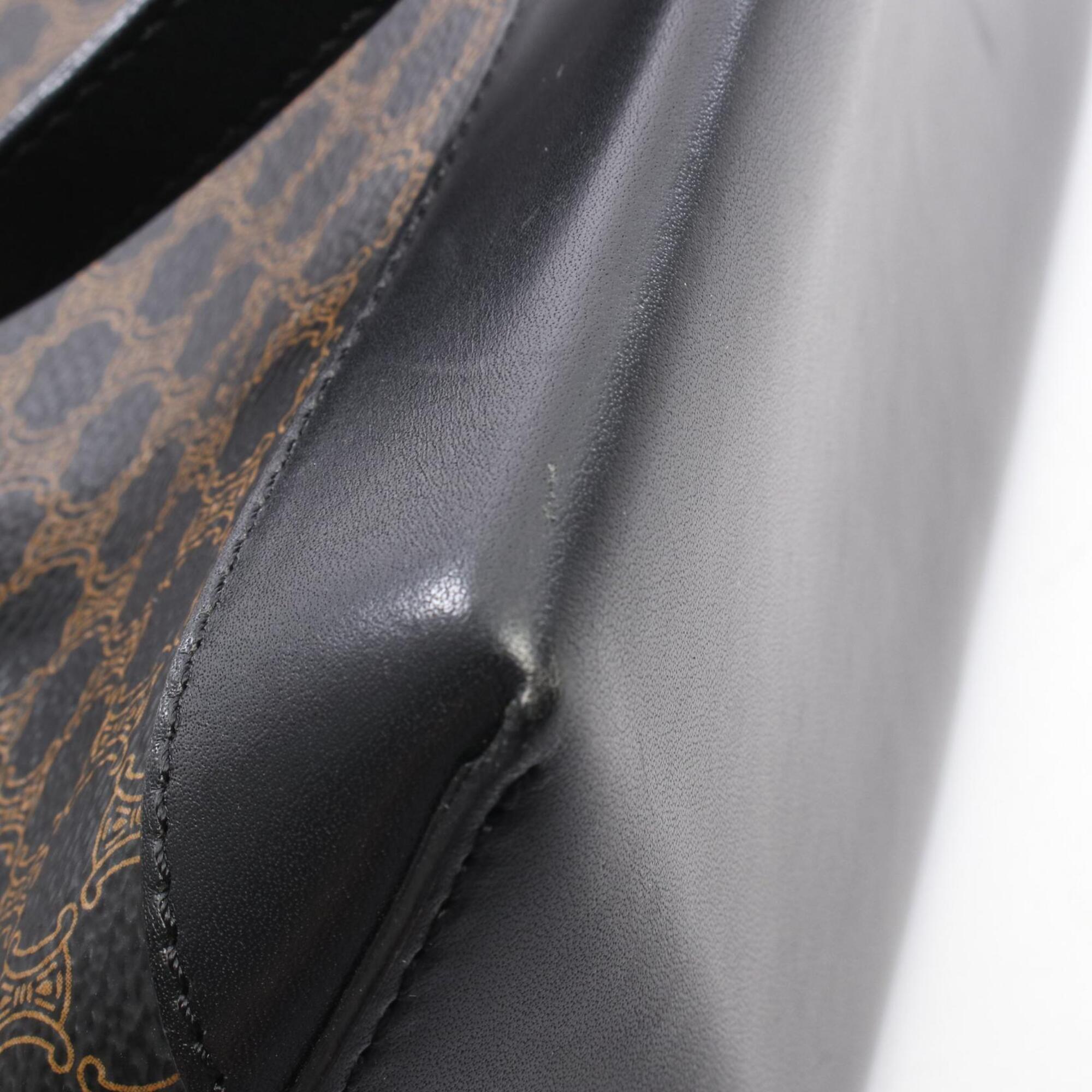 Celine Black Brown Coated Canvas Leather Handbag Tote Bag (Pre-Owned)