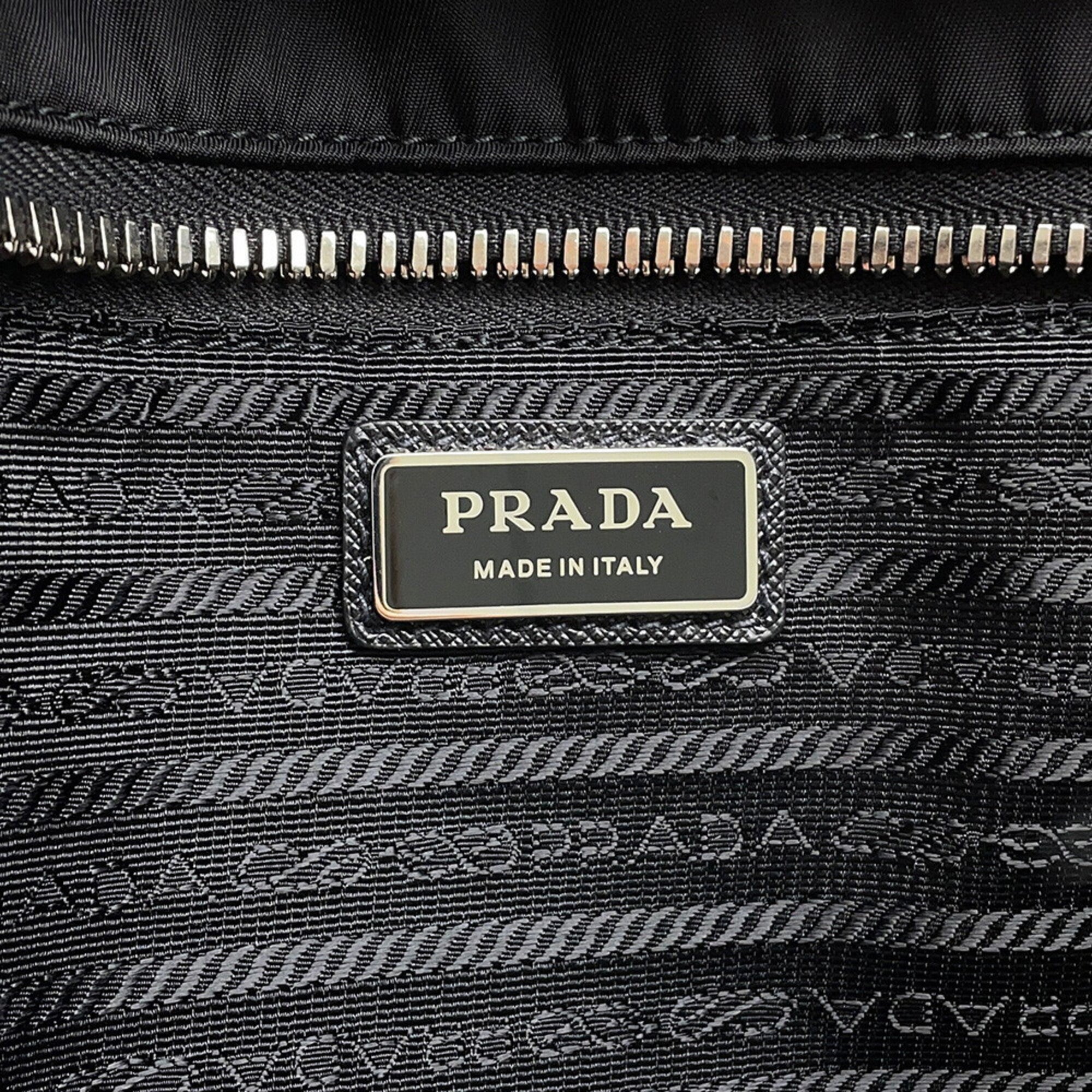 Prada Black Nylon Leather Boston Bag Handbag Shoulder Bag (Pre-Owned)