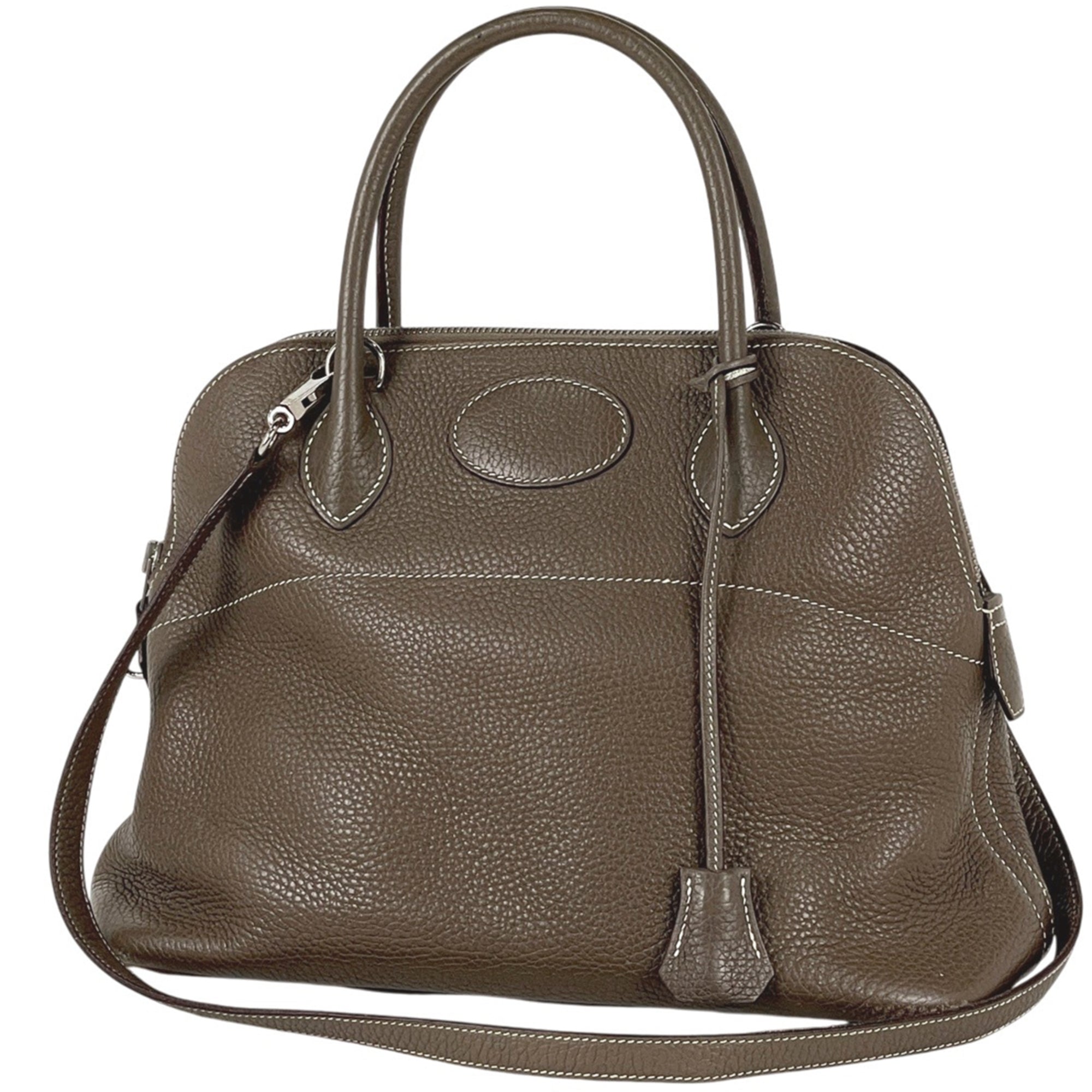 Hermes Etoupe Gray Taurillon Clemence Leather Handbag (Pre-Owned)