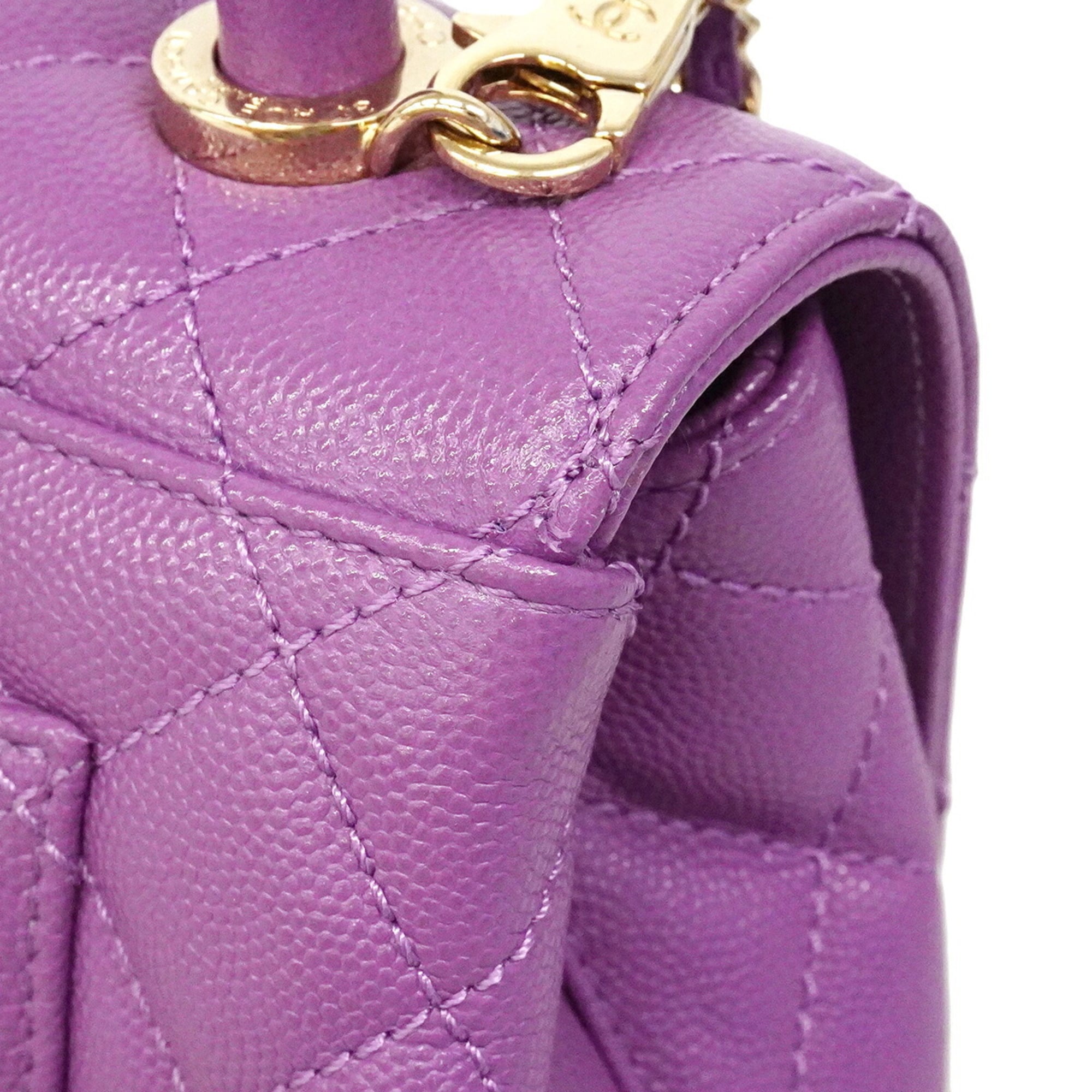 Chanel Purple Grained Calfskin Handbag (Pre-Owned)
