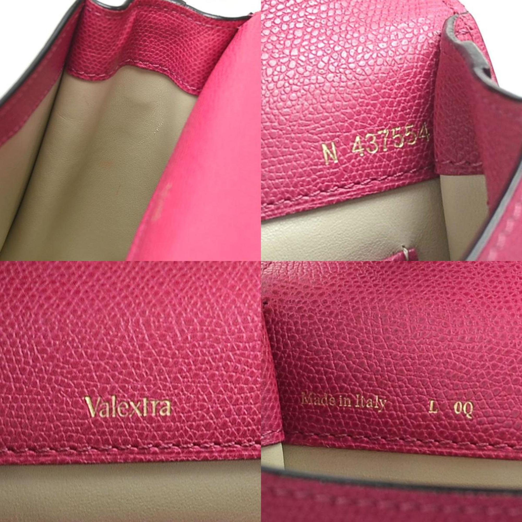 Valextra Magenta Leather Handbag Shoulder Bag (Pre-Owned)