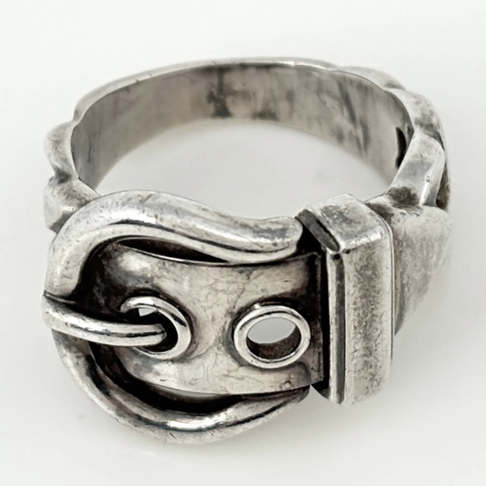 Hermes Silver Silver 925 Band Ring (Pre-Owned)