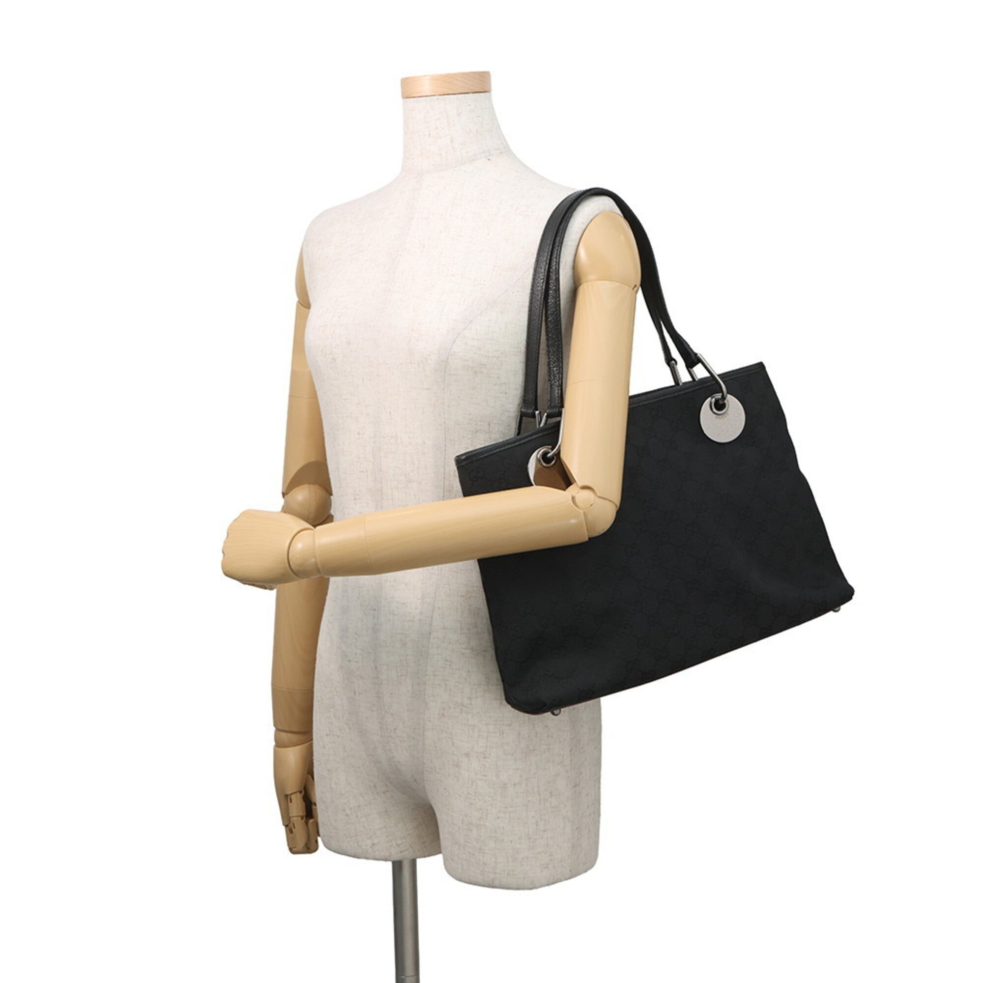 Gucci Black Gg Canvas Handbag Tote Bag (Pre-Owned)