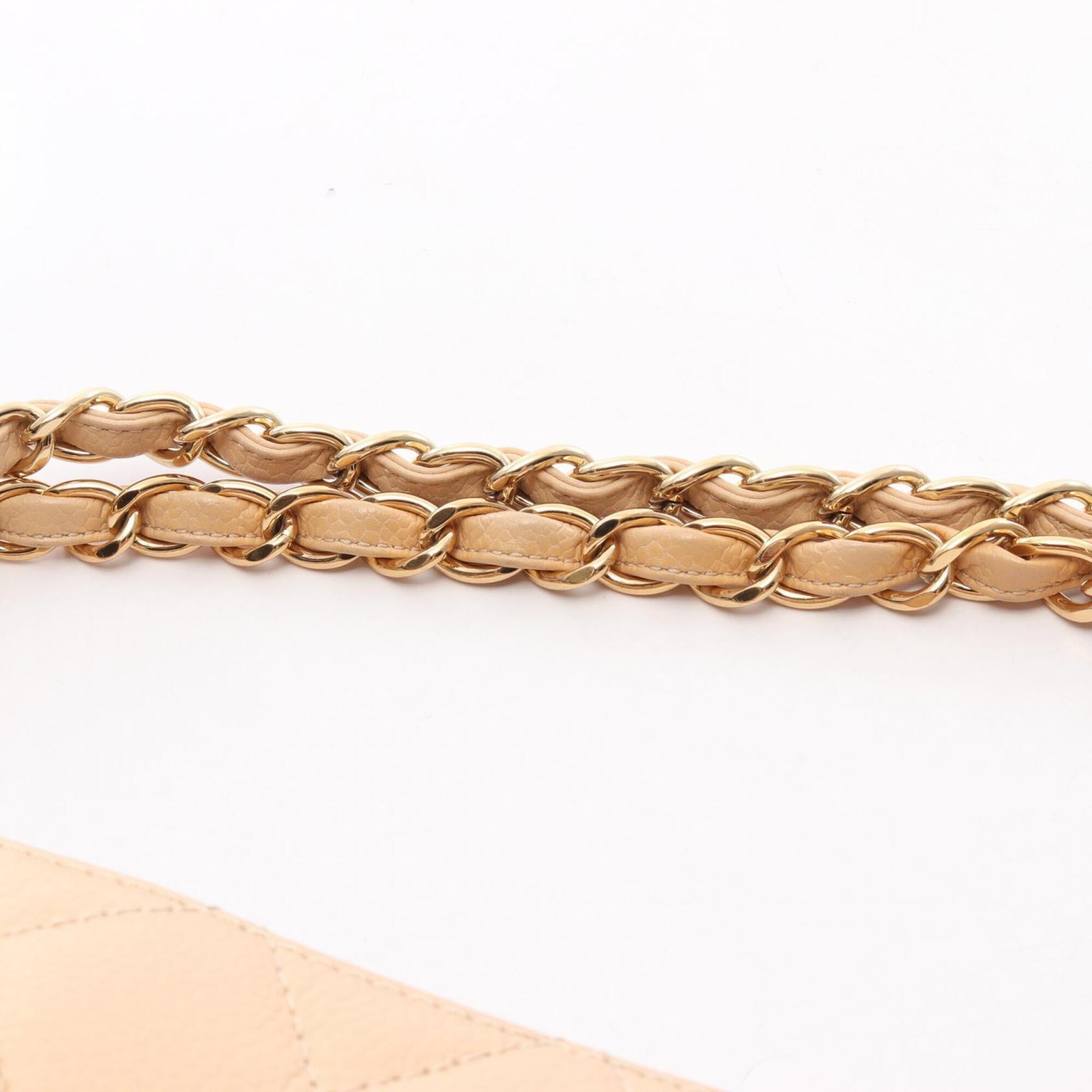 Chanel Beige Leather Handbag Shoulder Bag (Pre-Owned)