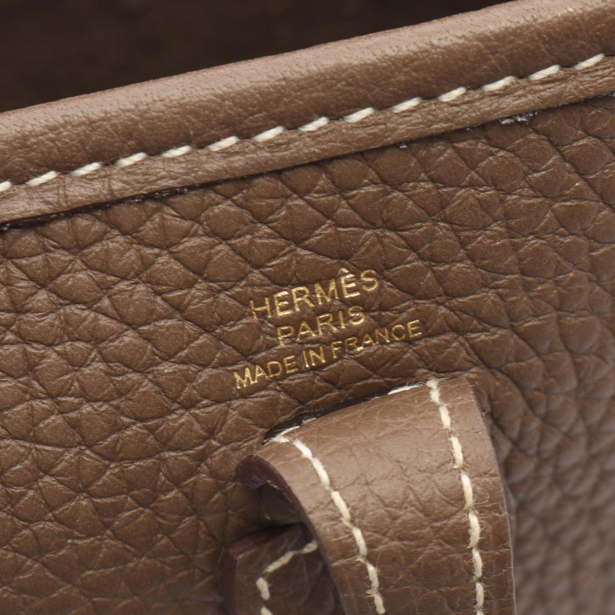 Hermes Etoupe Gray Gray Taurillon Clemence Leather Leather Handbag Shoulder Bag (Pre-Owned)