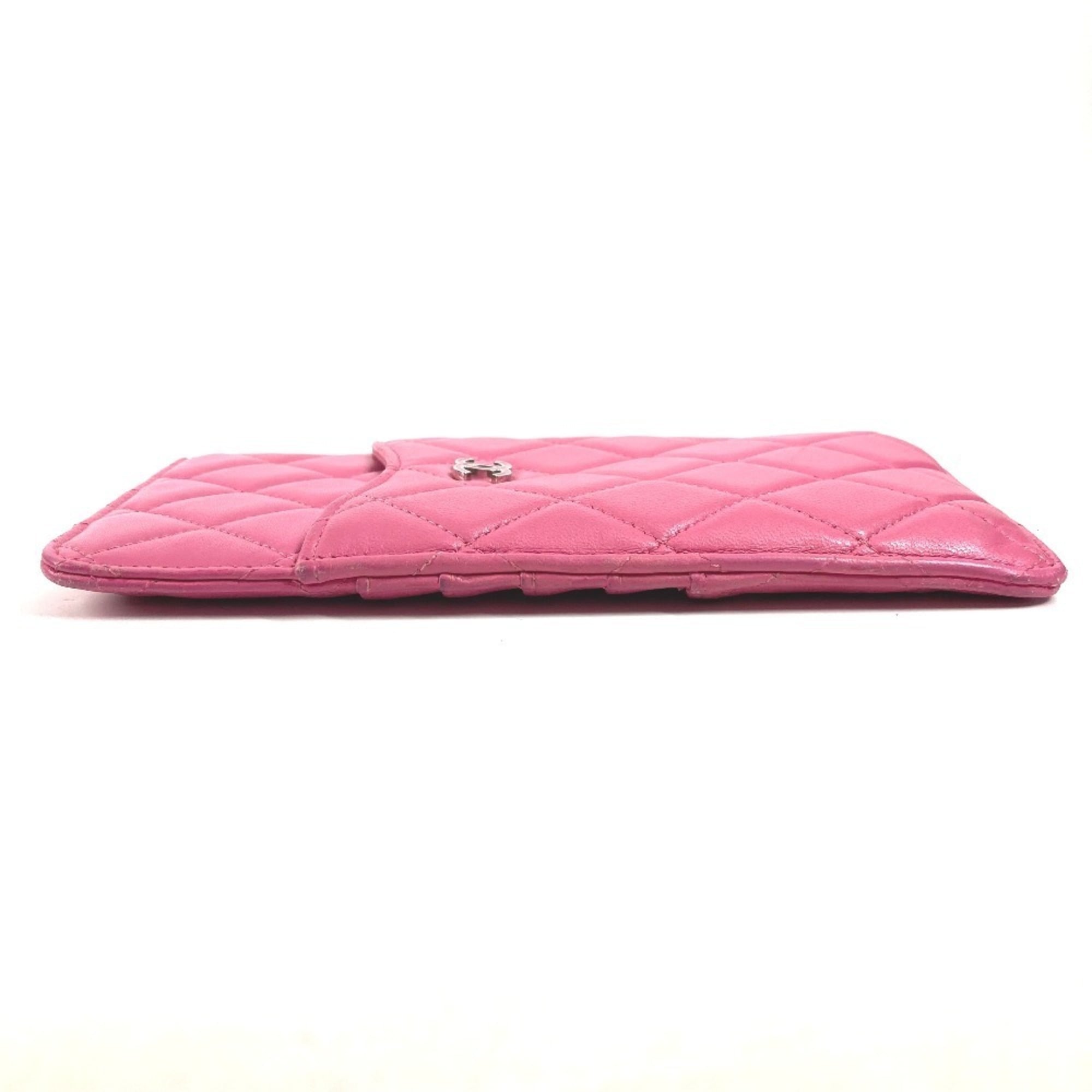 Chanel Pink Leather Long Wallet (Bi-Fold) (Pre-Owned)