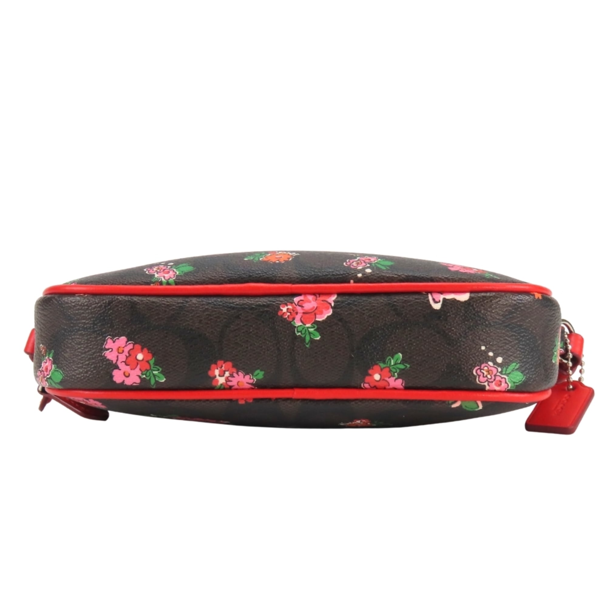 Coach Dark Brown Red Color Pvc Leather Pochette Shoulder Bag (Pre-Owned)