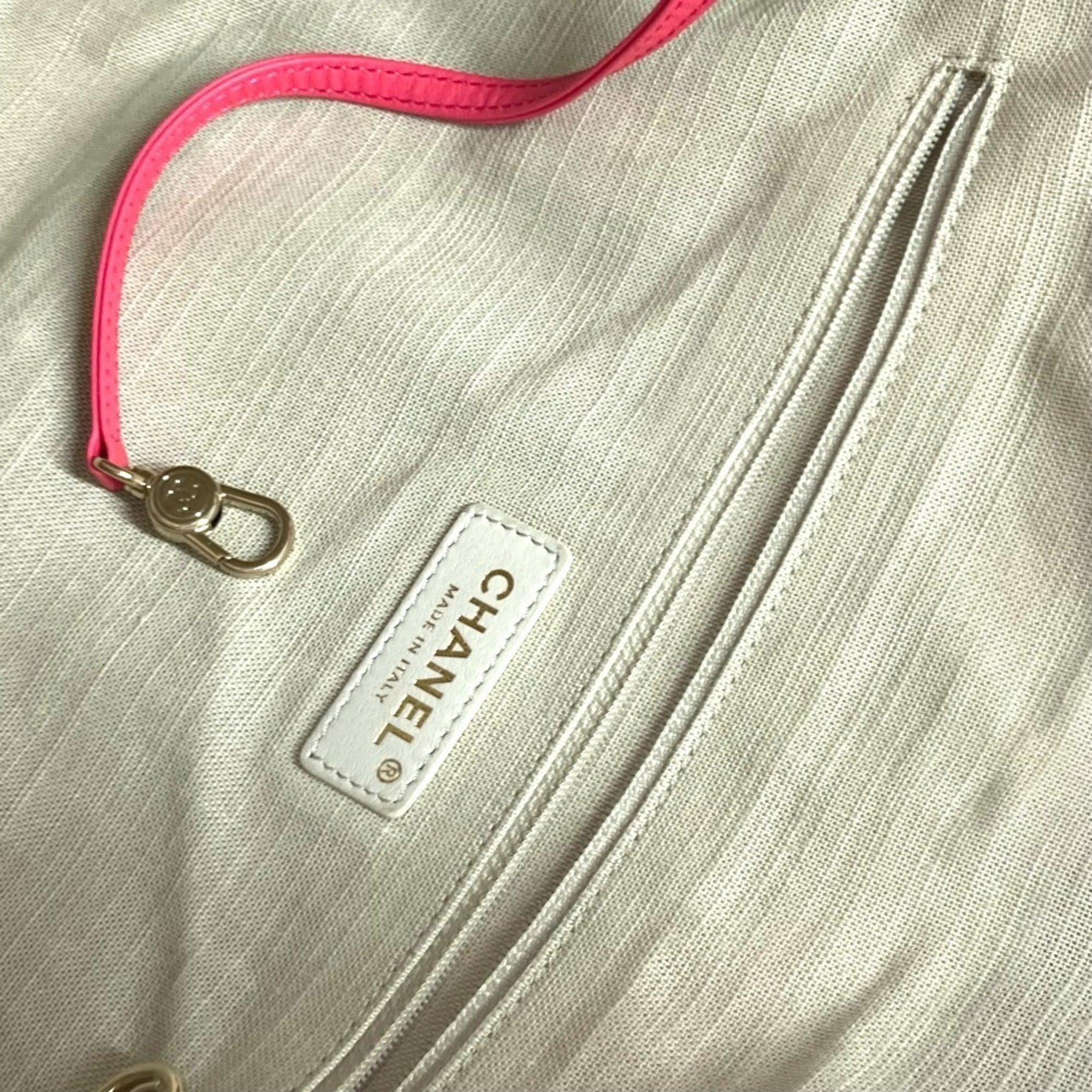 Chanel Pink Canvas Boston Bag Handbag Shoulder Bag (Pre-Owned)