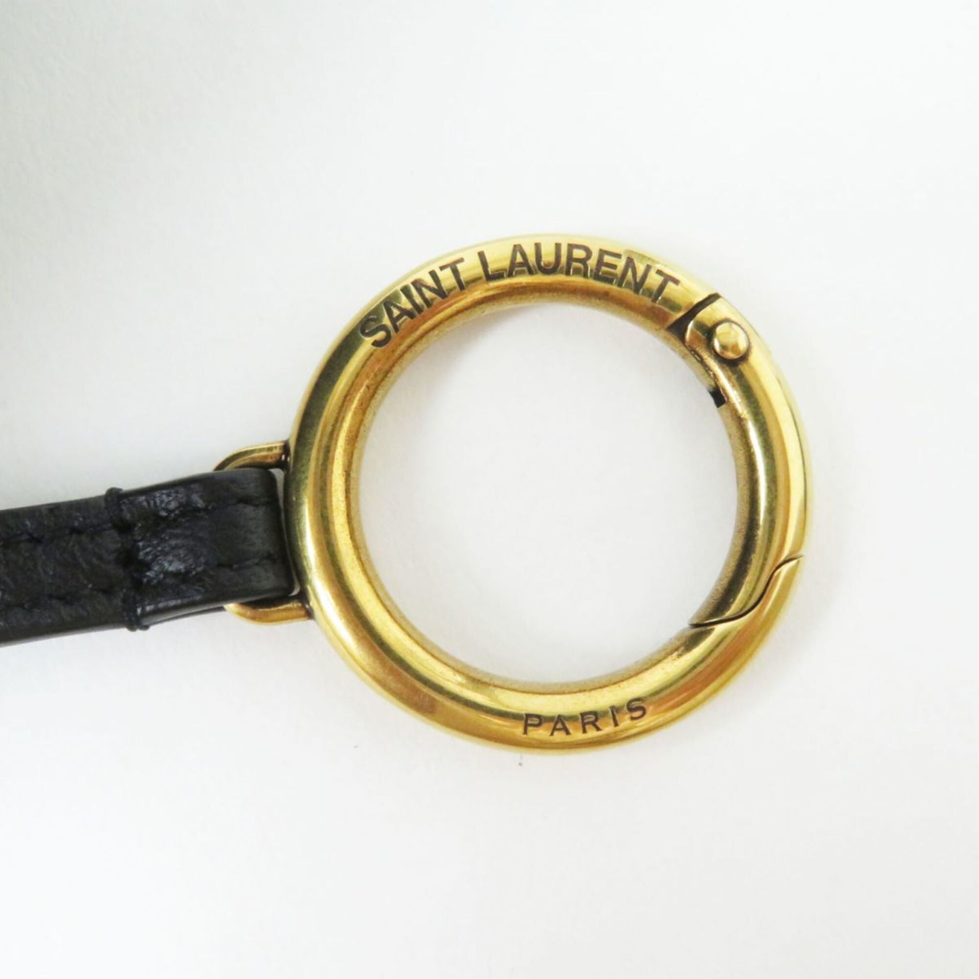 Saint Laurent Black Gold Wool Leather Pouch (Pre-Owned)