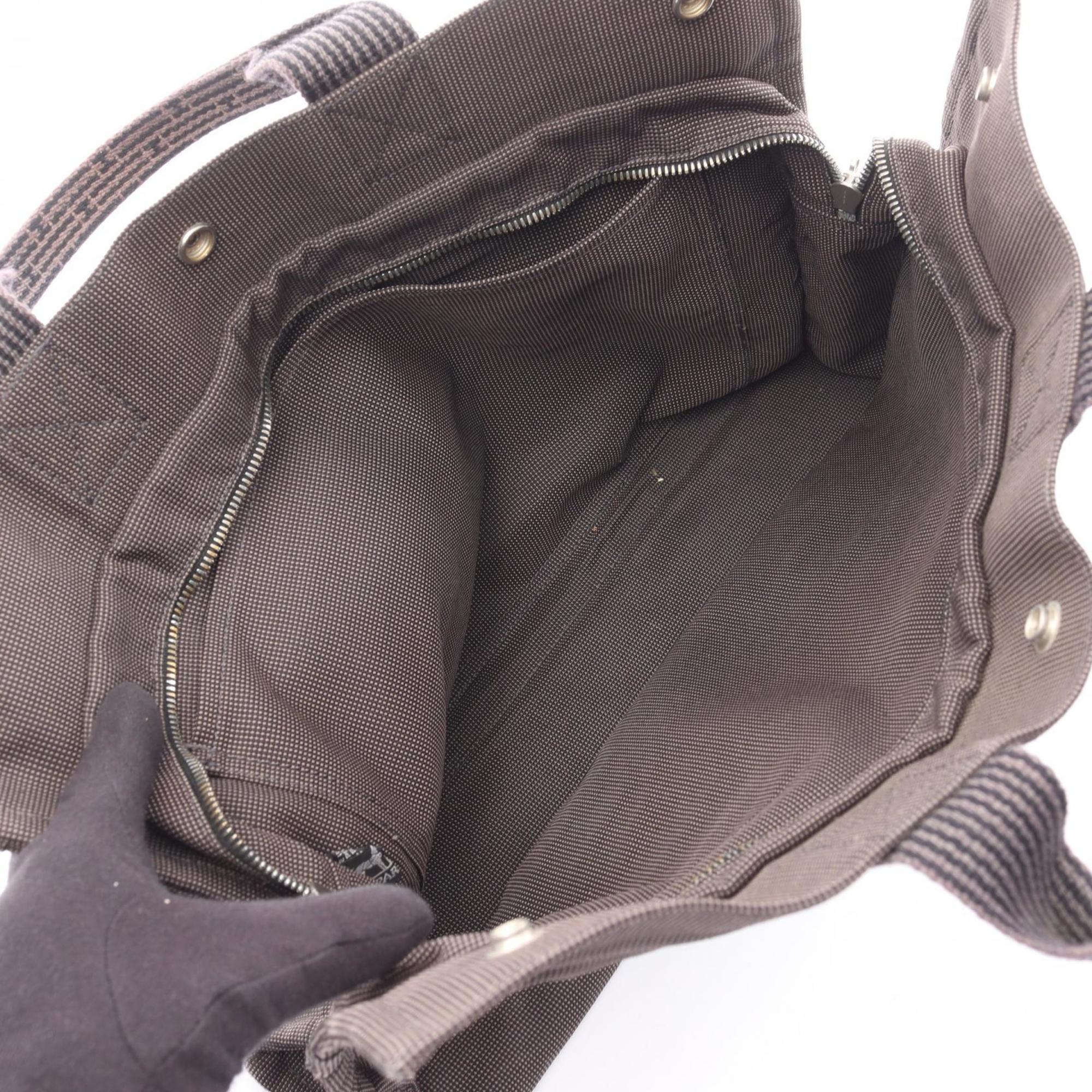Hermes Gray Nylon Canvas Handbag Tote Bag (Pre-Owned)