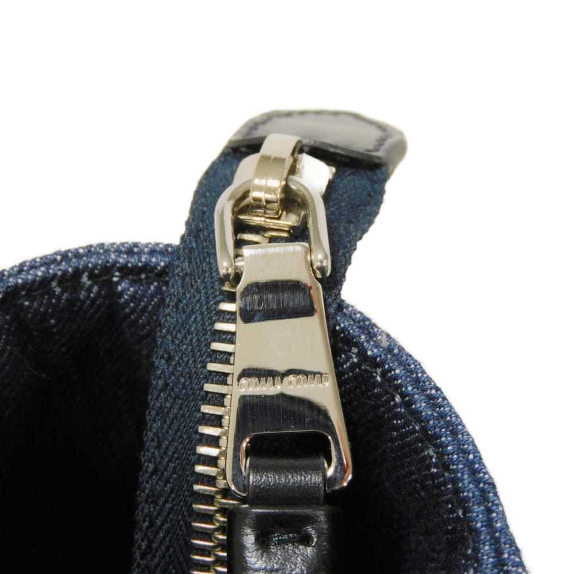 Miu Miu Blue Denim Shoulder Bag Tote Bag (Pre-Owned)