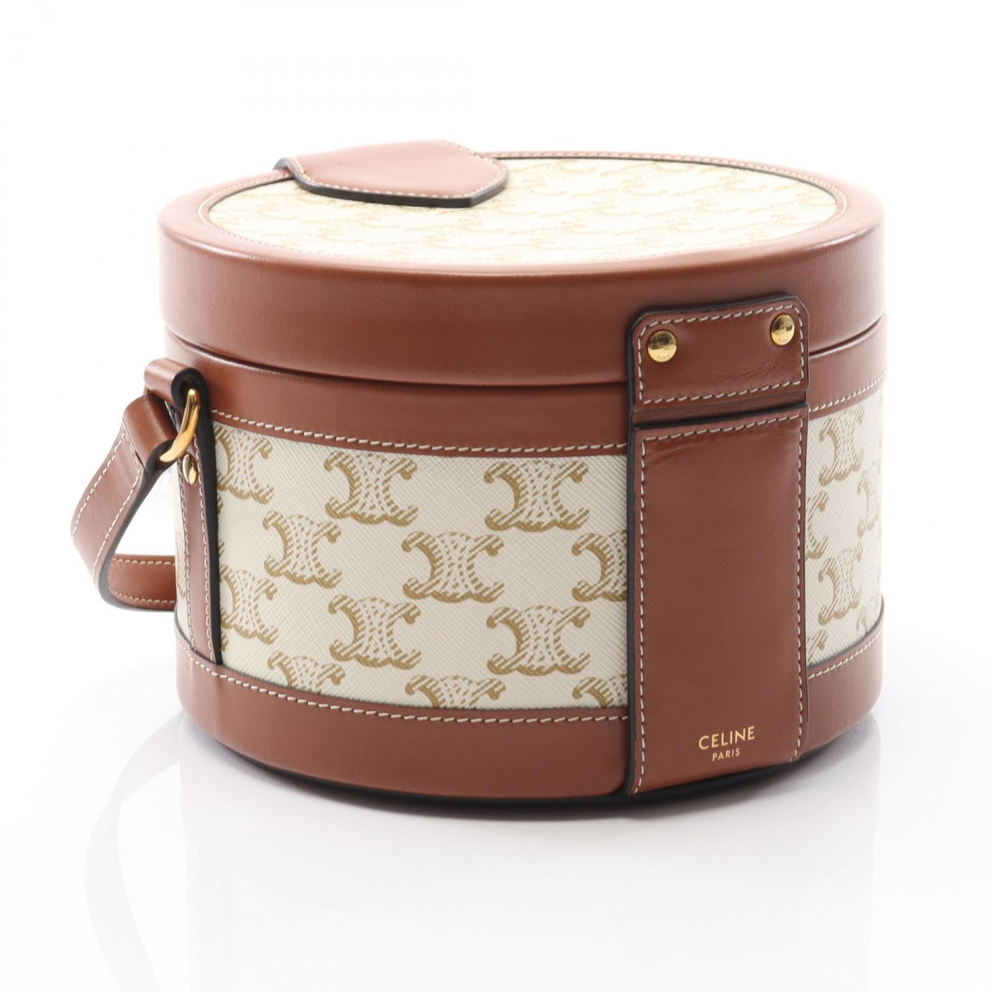 Celine Brown White Coated Canvas Leather Shoulder Bag (Pre-Owned)