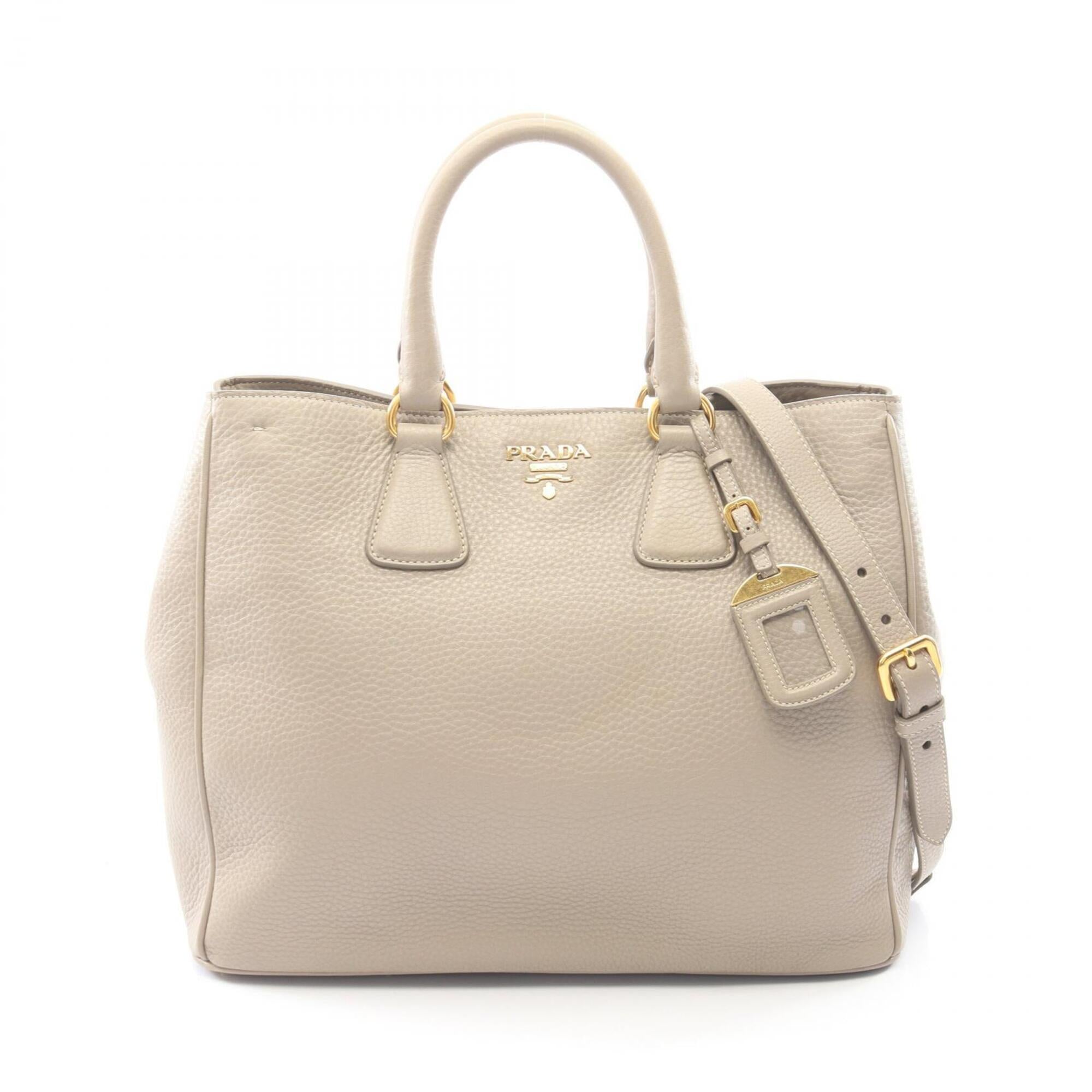 Prada Beige Leather Handbag Tote Bag (Pre-Owned)