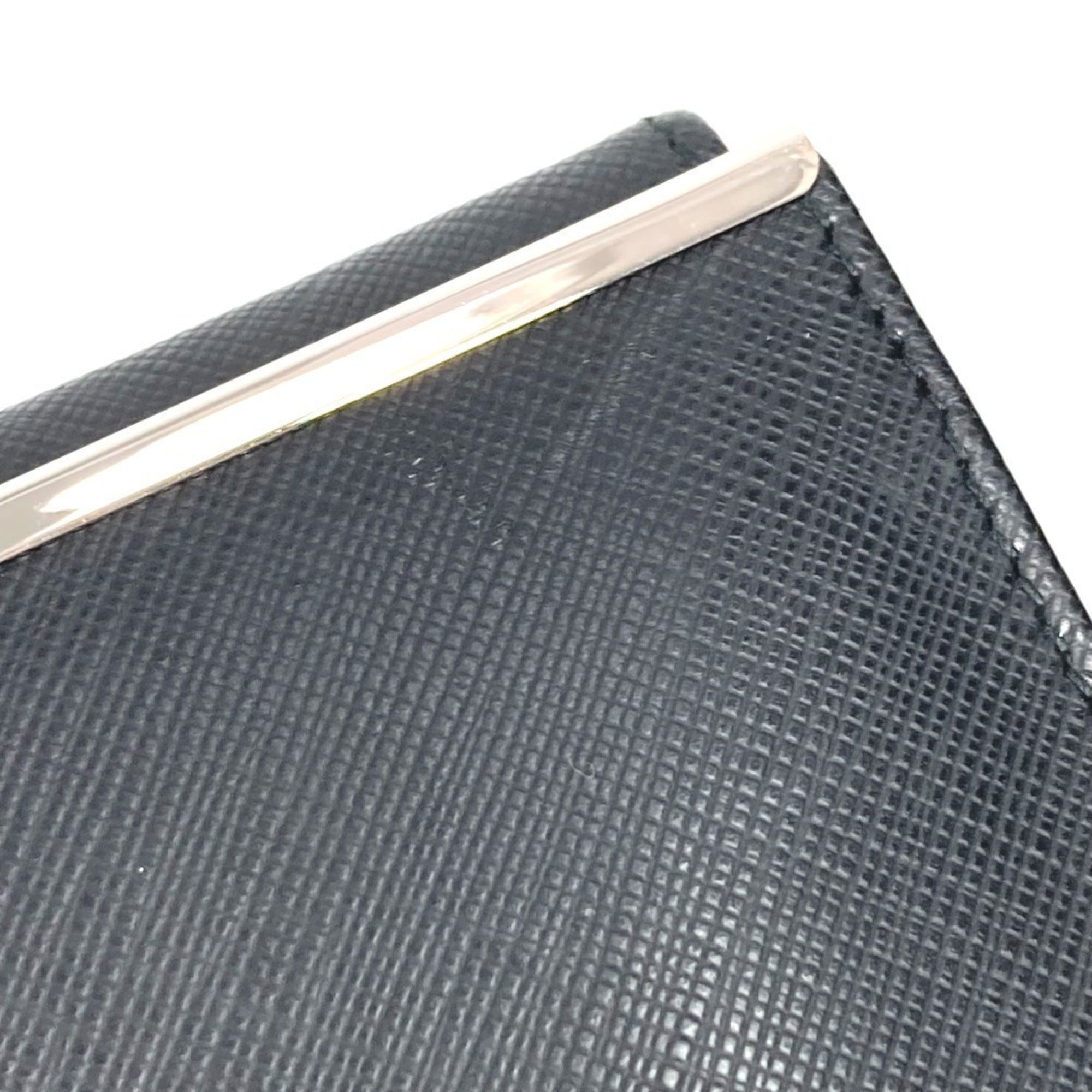 Salvatore Ferragamo Silver Black Leather Long Wallet (Bi-Fold) (Pre-Owned)