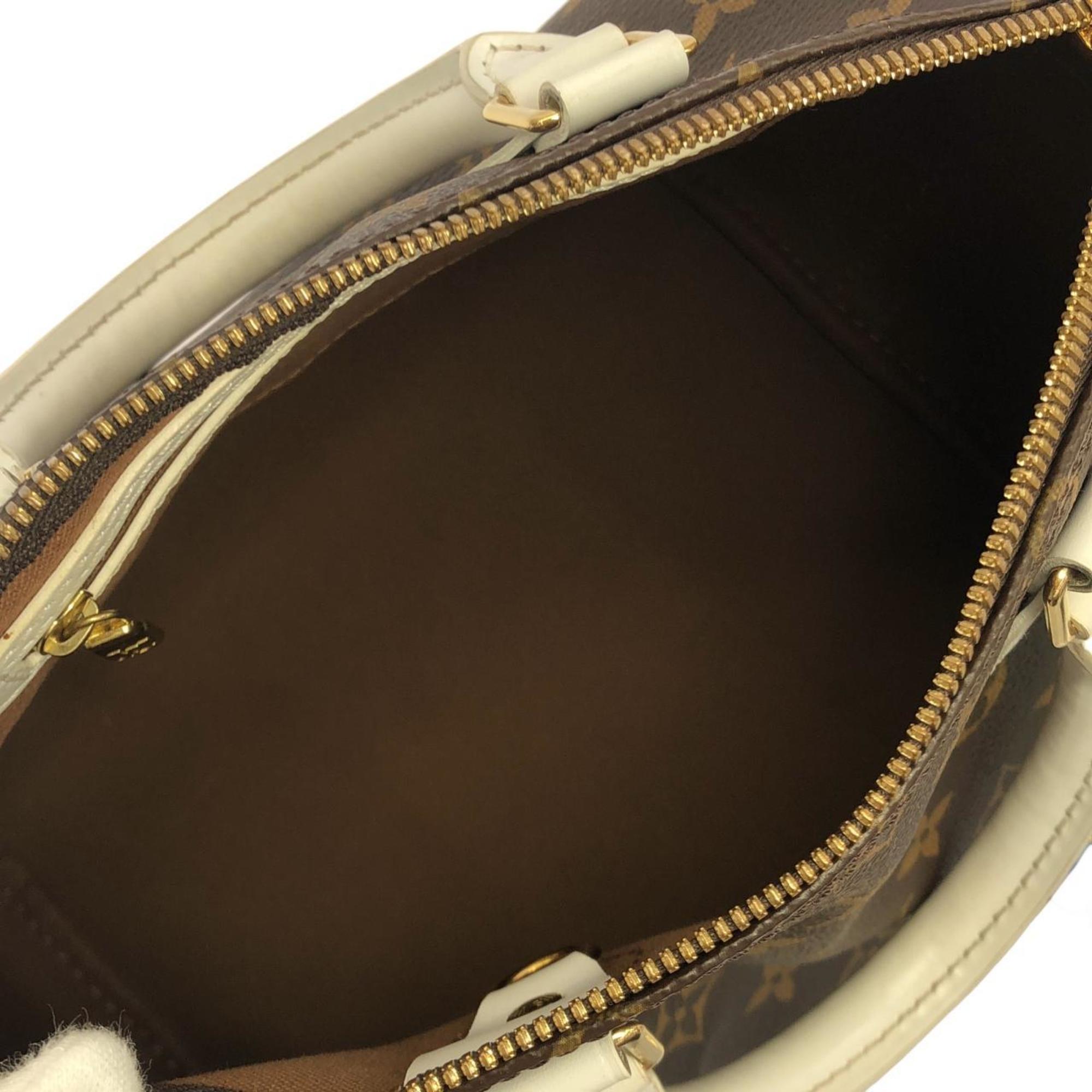 Louis Vuitton Brown Marron White Coated Canvas Boston Bag (Pre-Owned)