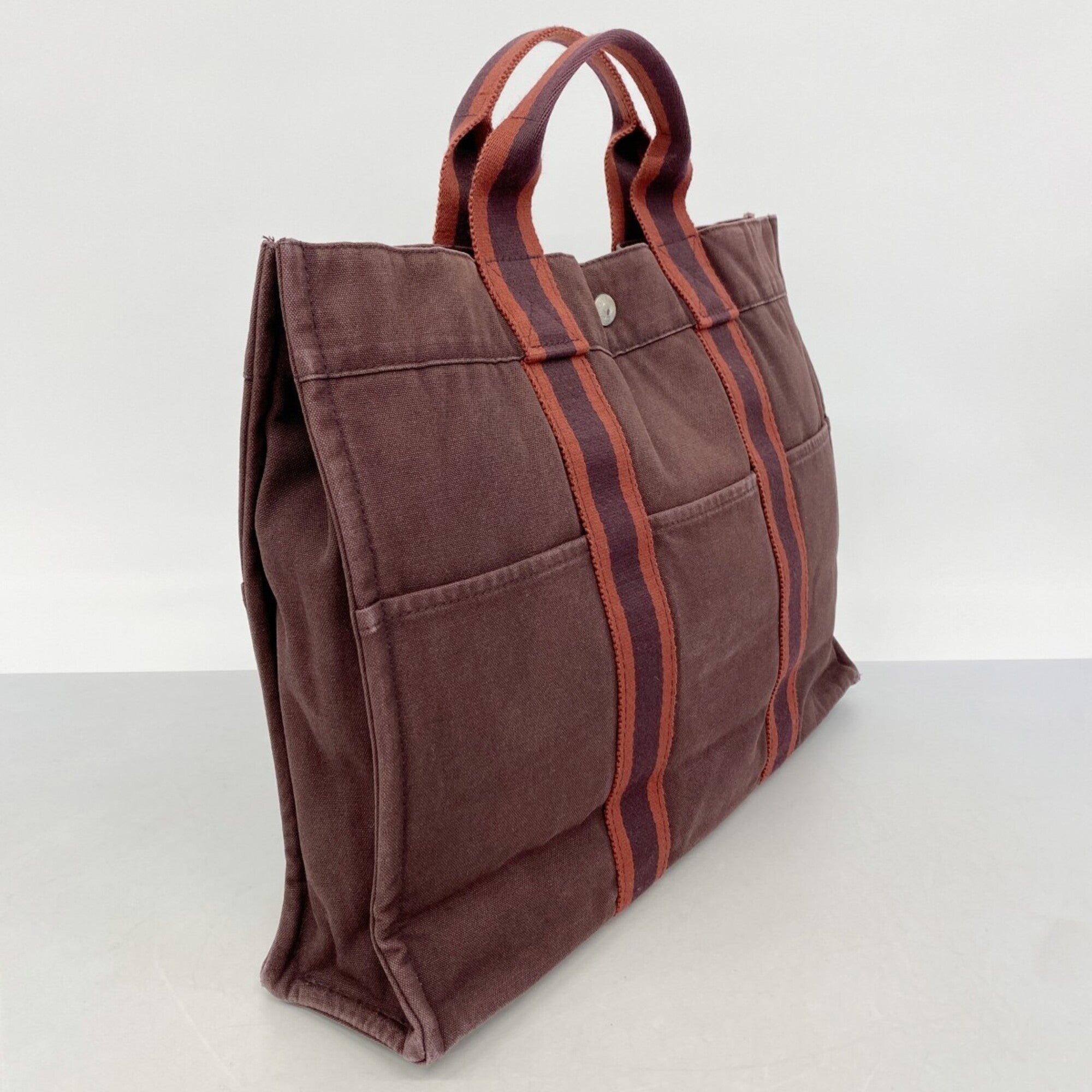 Hermes Bordeaux Canvas Tote Bag (Pre-Owned)