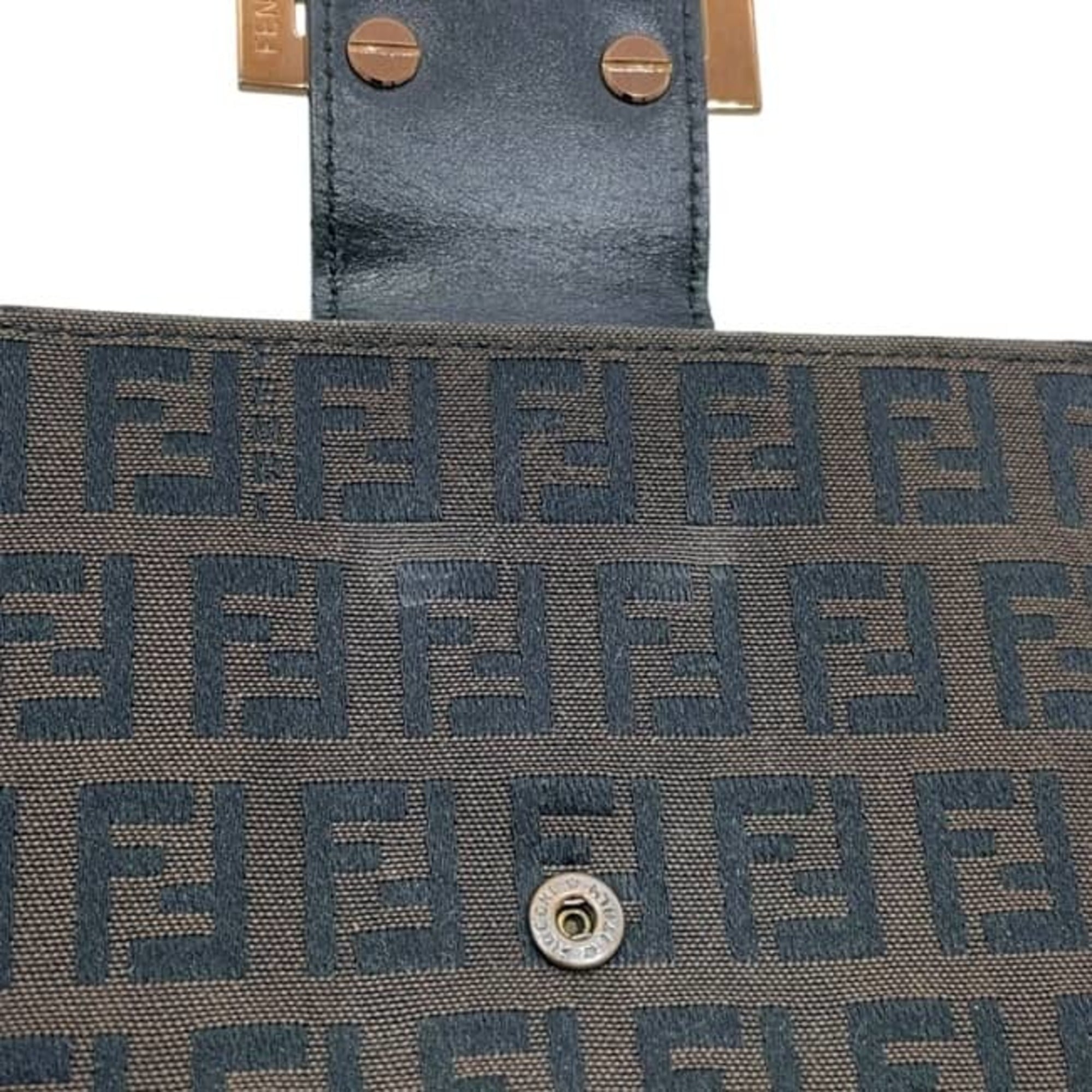 Fendi Black Brown Canvas Leather Wallet (Bi-Fold) (Pre-Owned)