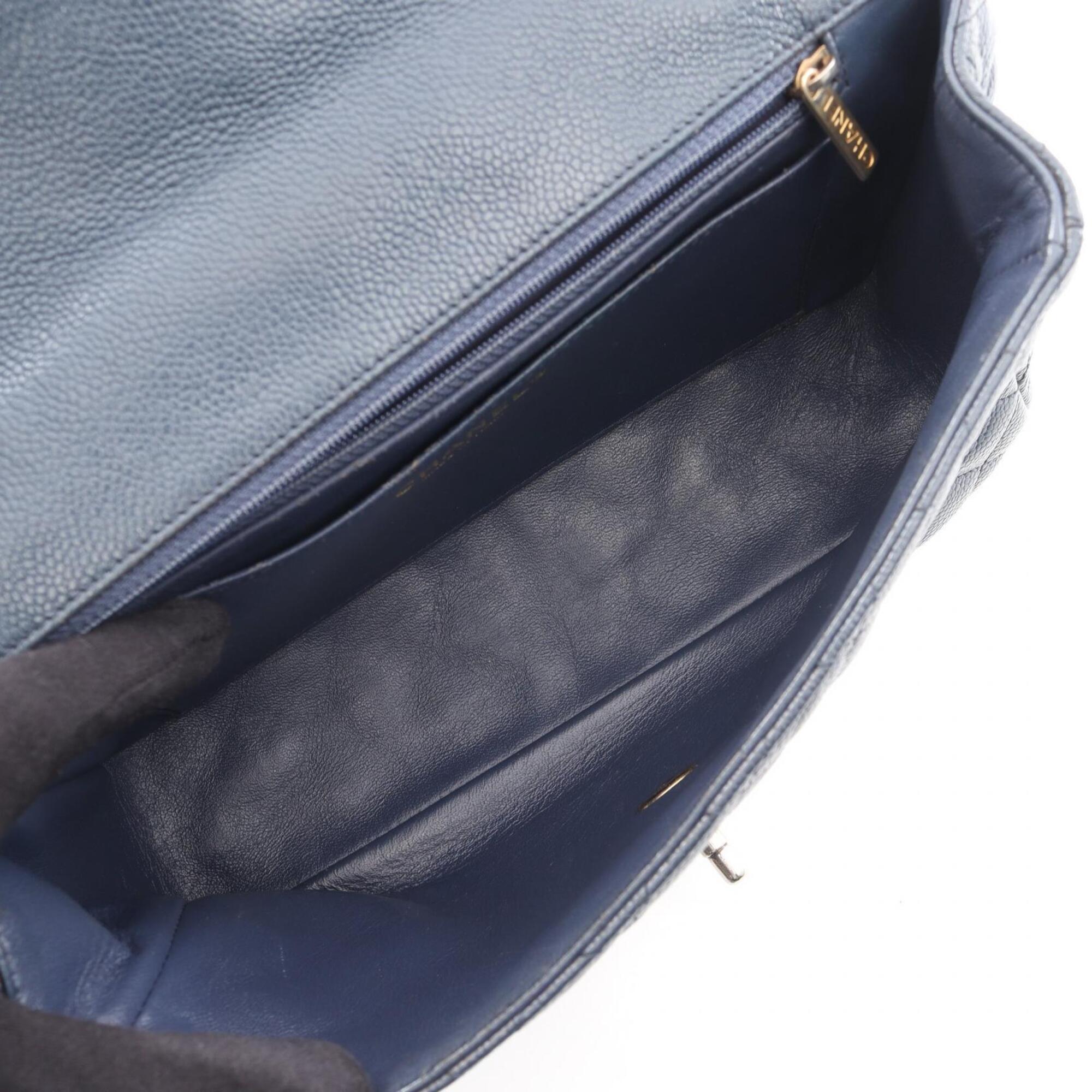 Chanel Navy Grained Calfskin Handbag Shoulder Bag (Pre-Owned)
