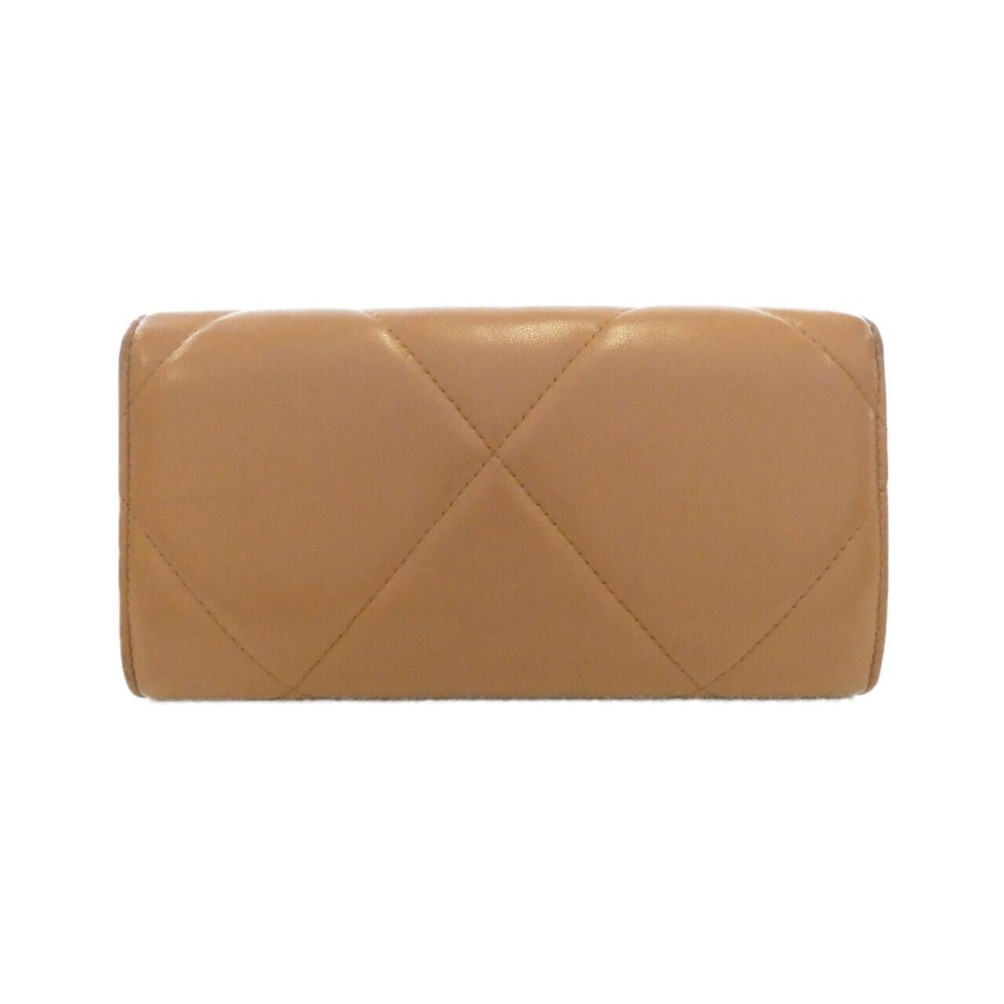 Chanel Brown Leather Long Wallet (Bi-Fold) (Pre-Owned)