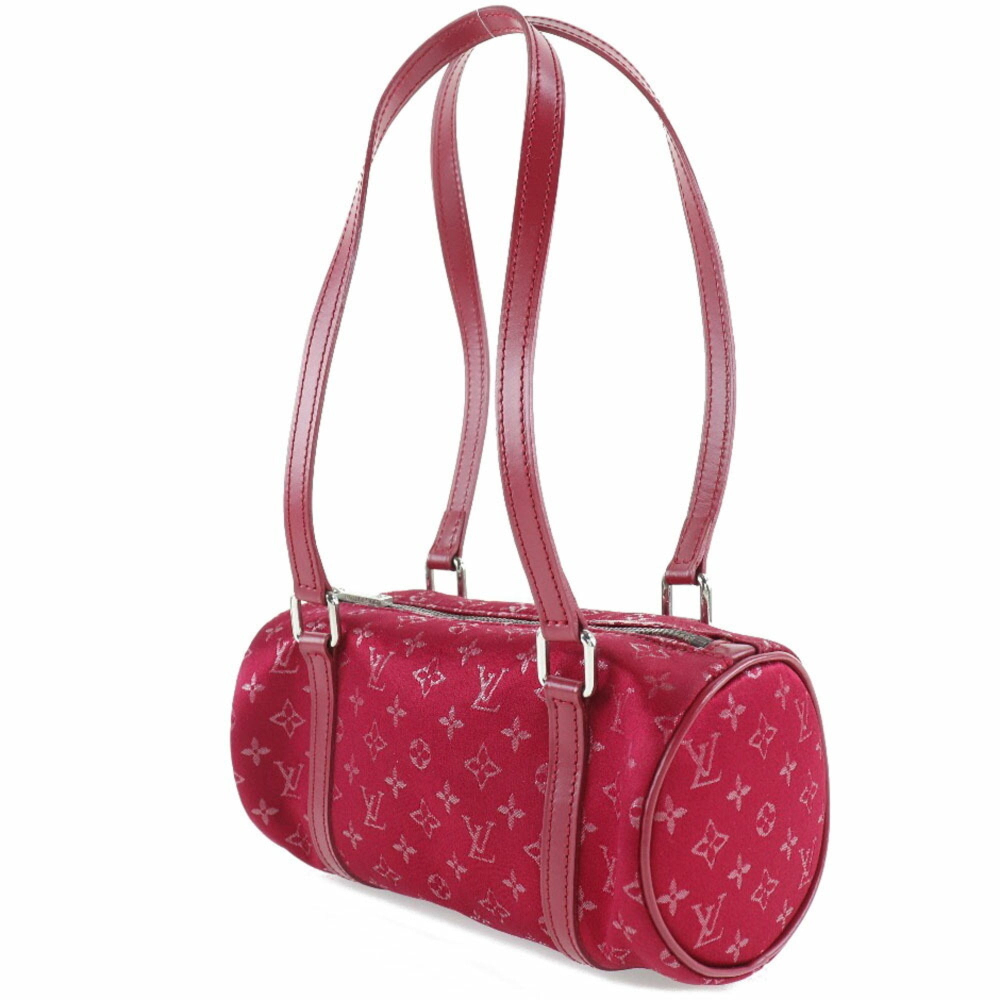Louis Vuitton Red Color Monogram Satin Handbag (Pre-Owned)