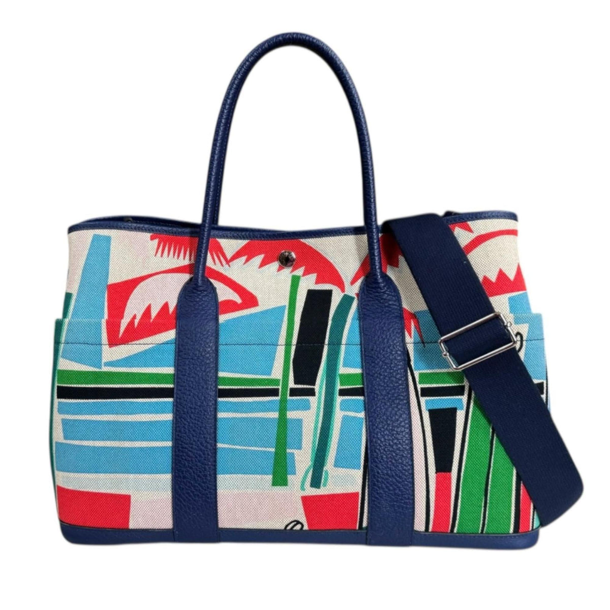 Hermes Blue Multi-Color Toile H Country Leather Shoulder Bag (Pre-Owned)