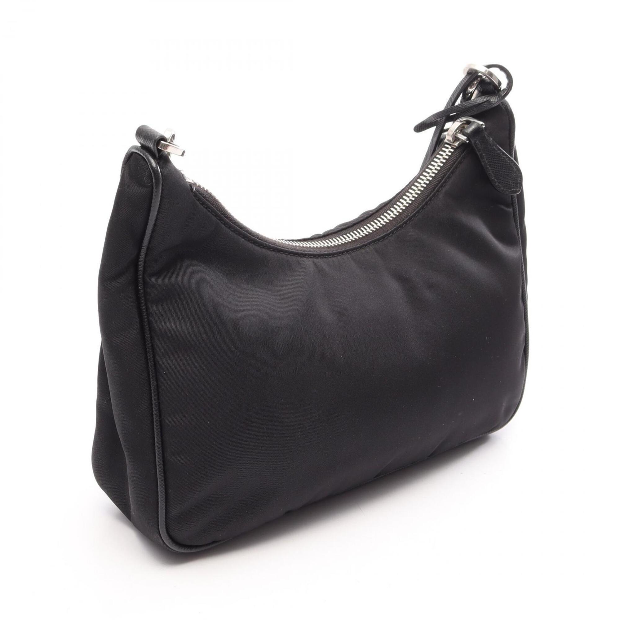 Prada Black Nylon Leather Handbag Pouch Shoulder Bag (Pre-Owned)
