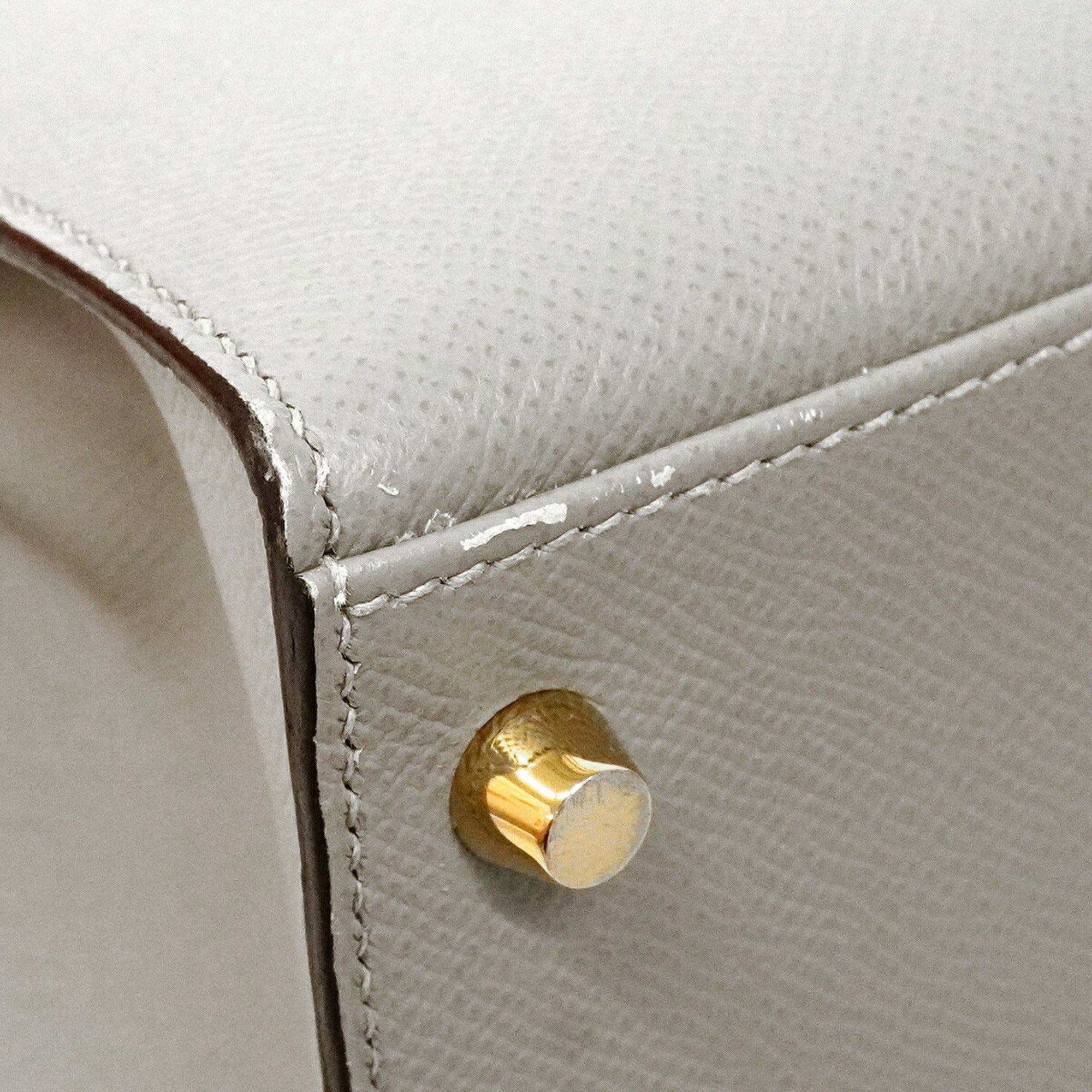 Hermes Gray Leather Handbag (Pre-Owned)