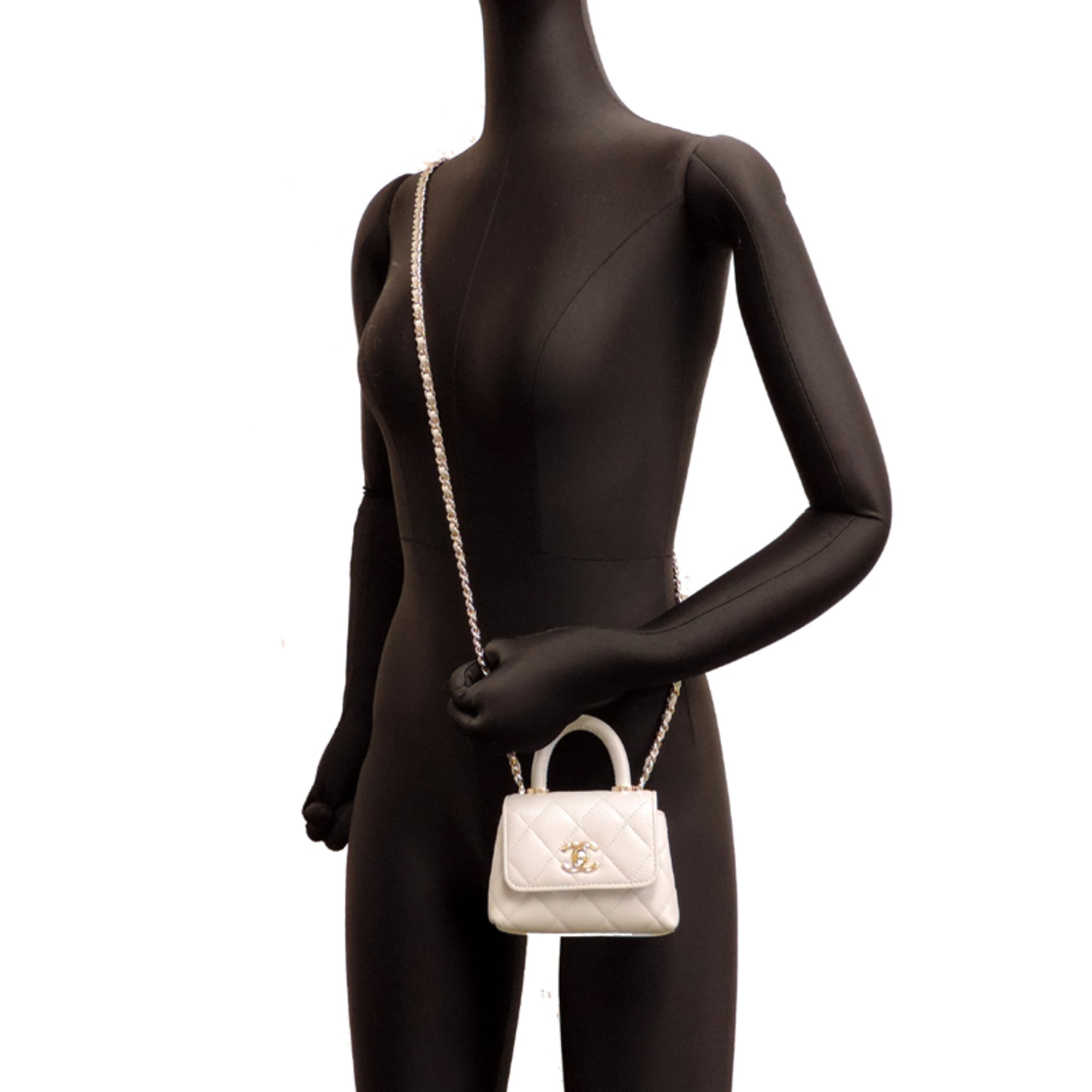 Chanel Gray Grained Calfskin Handbag (Pre-Owned)